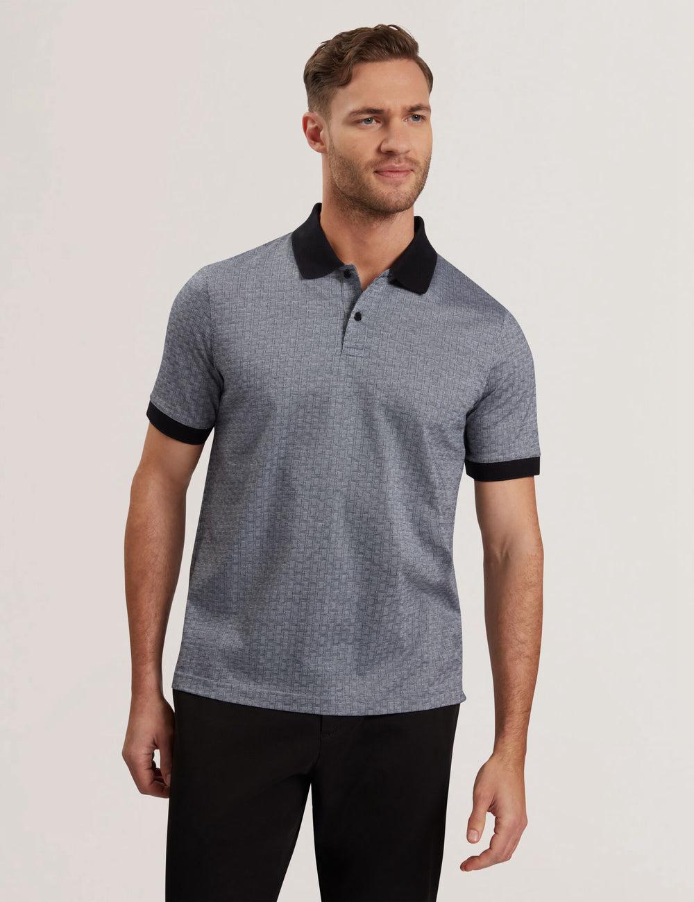 Polos Ted Baker AUGUSO - Textured Jacquard Cotton Homme Bleu Marine | Paris  73418-DCLI
