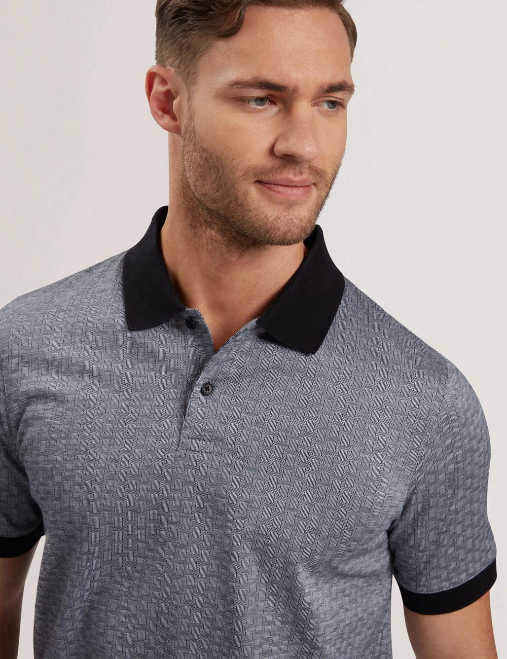Polos Ted Baker AUGUSO - Textured Jacquard Cotton Homme Bleu Marine | Paris  73418-DCLI