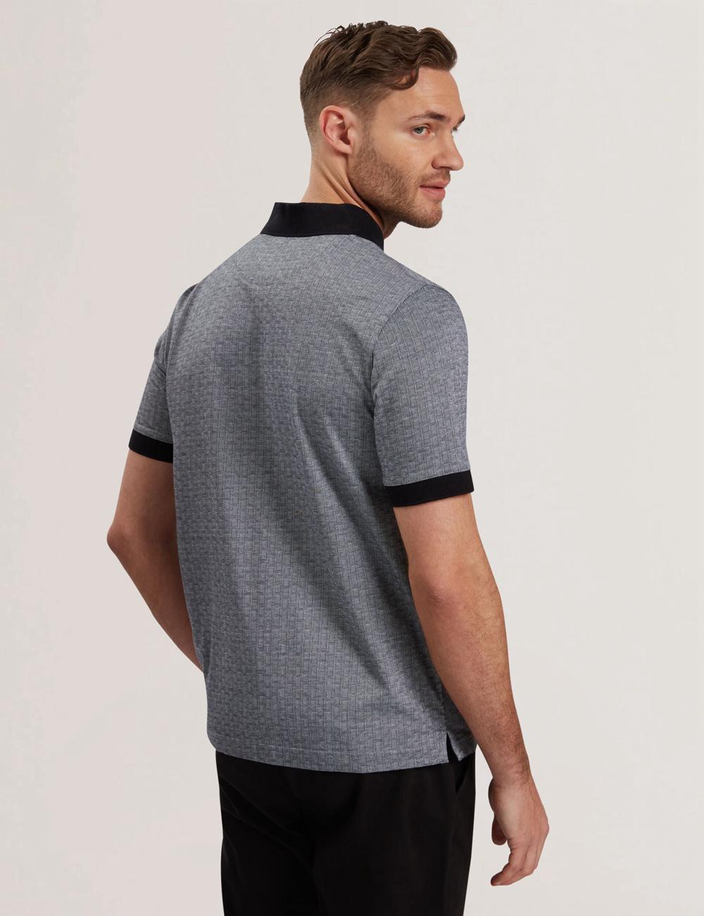 Polos Ted Baker AUGUSO - Textured Jacquard Cotton Homme Bleu Marine | Paris  73418-DCLI