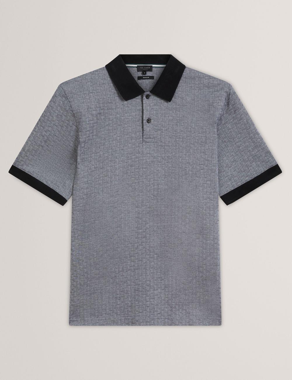 Polos Ted Baker AUGUSO - Textured Jacquard Cotton Homme Bleu Marine | Paris  73418-DCLI