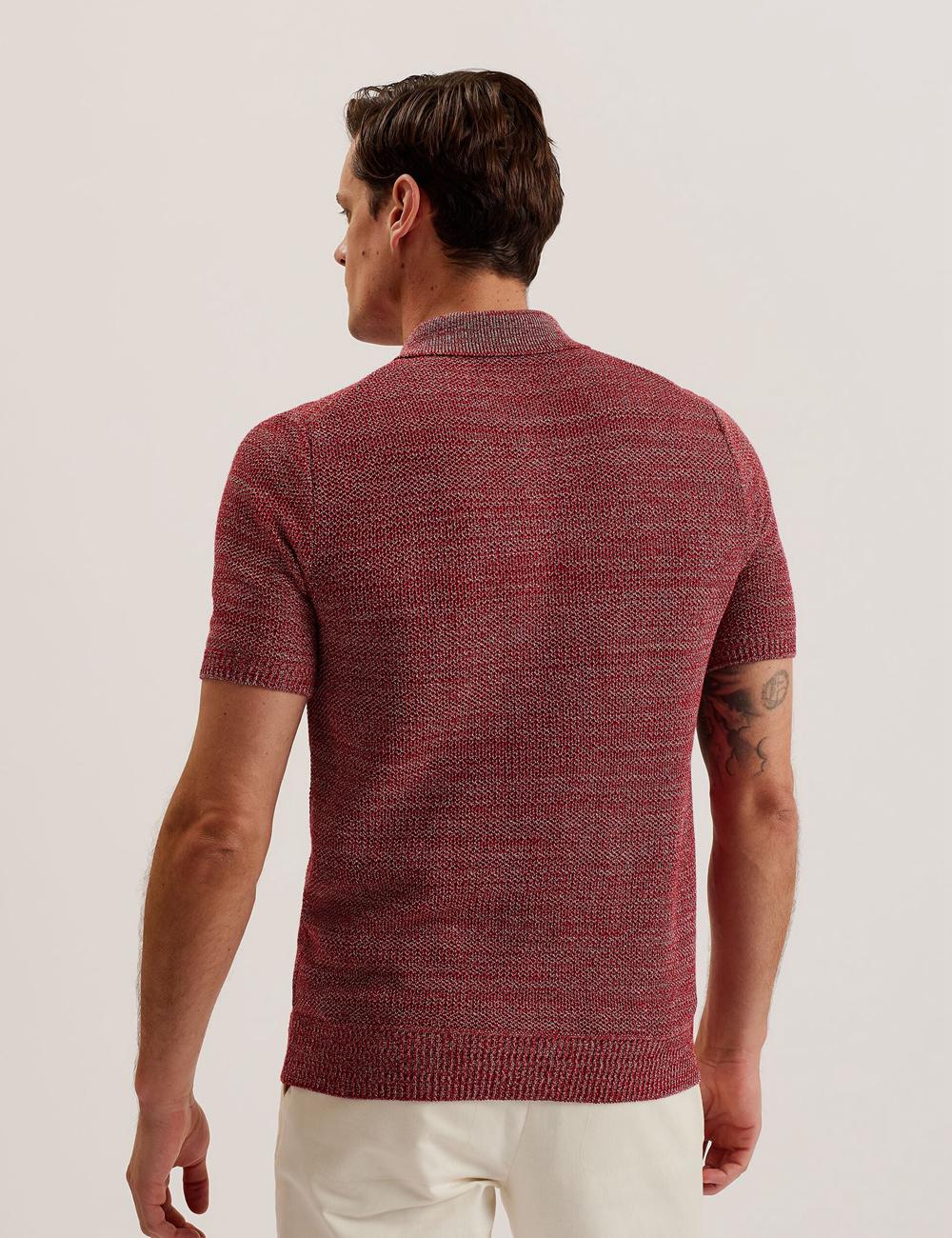 Polos Ted Baker BLOSSAM - Space Dye Zip Neck Homme Rouge | Paris  19085-ZWIV