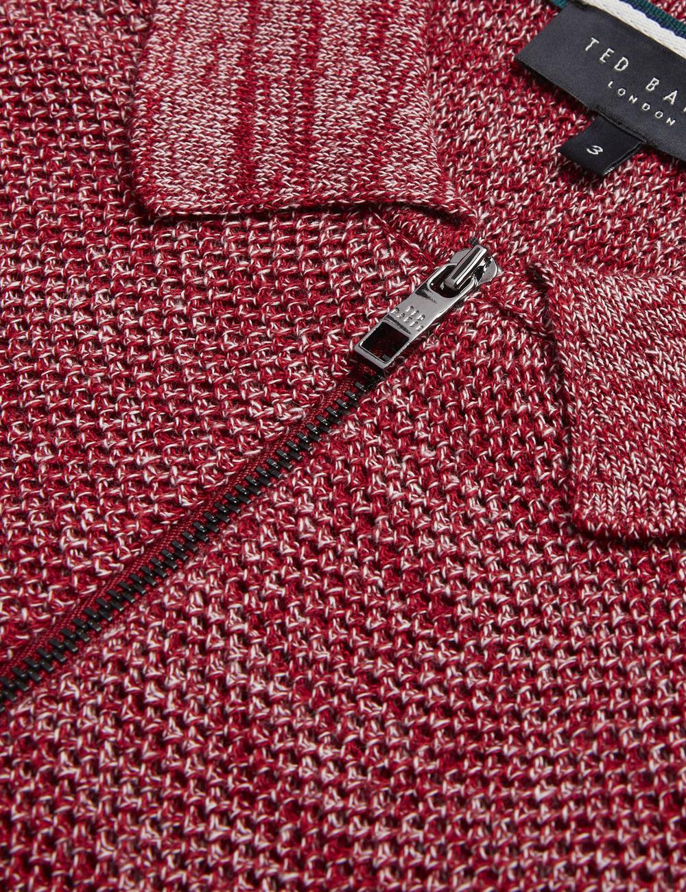 Polos Ted Baker BLOSSAM - Space Dye Zip Neck Homme Rouge | Paris  19085-ZWIV