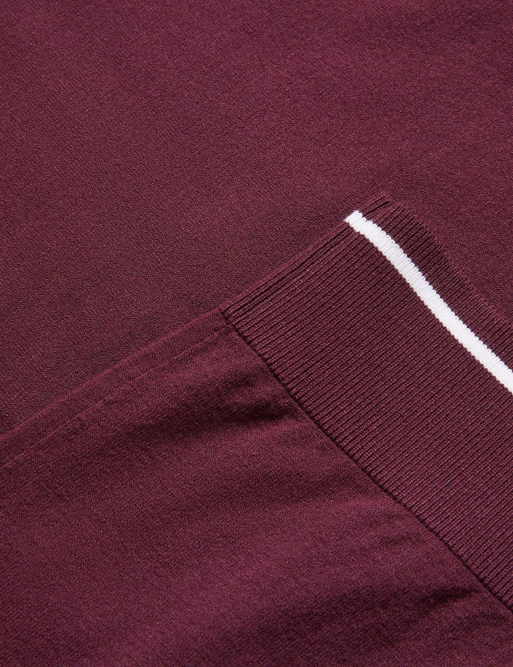 Polos Ted Baker DUNOW - Pointelle Detail Striped Trim Homme Bordeaux | Paris  95023-JZBW