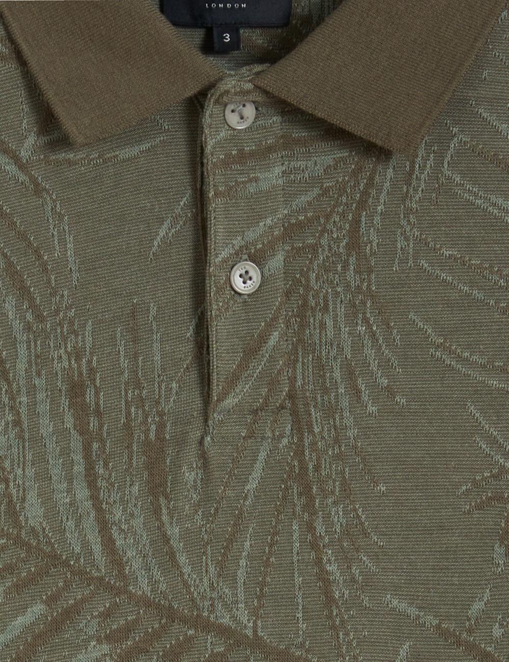 Polos Ted Baker EDWINE - Leaf Print Short Sleeve Homme Kaki | Paris  42016-PCKL