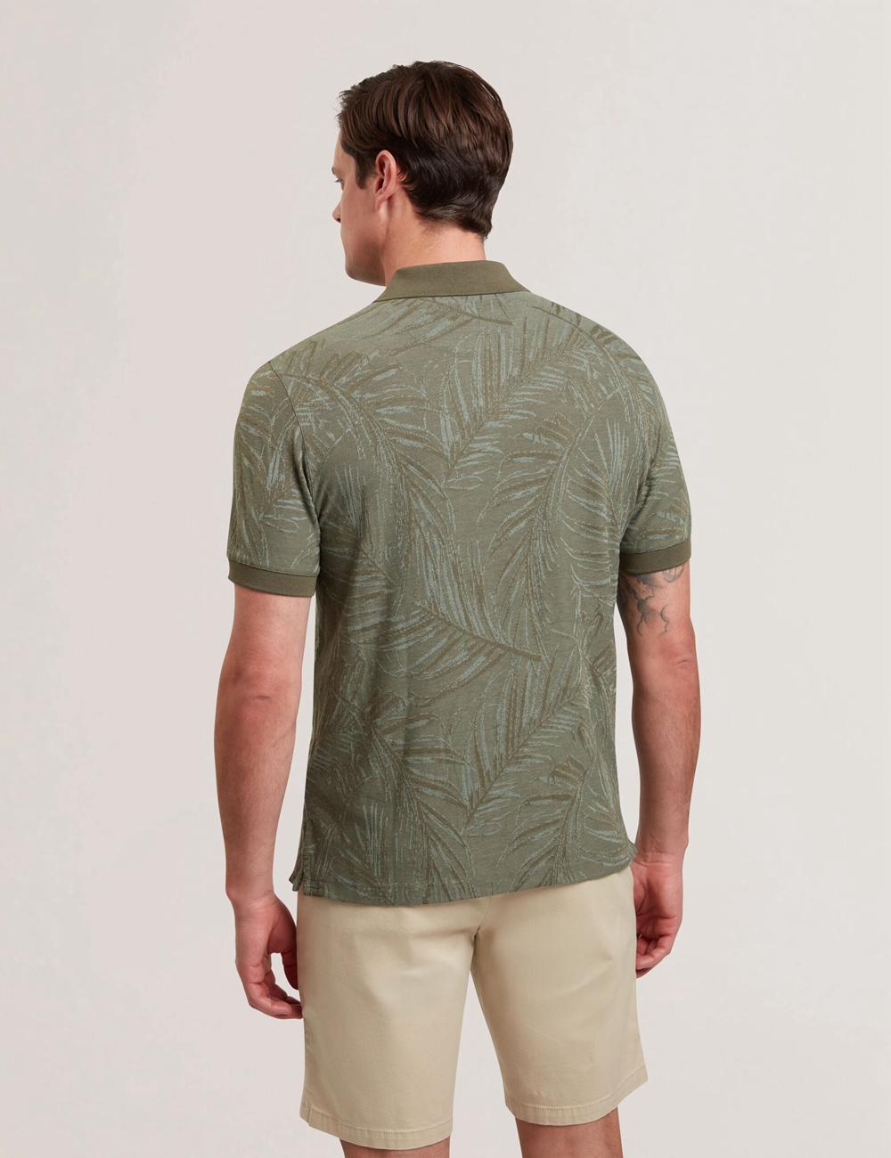 Polos Ted Baker EDWINE - Leaf Print Short Sleeve Homme Kaki | Paris  42016-PCKL