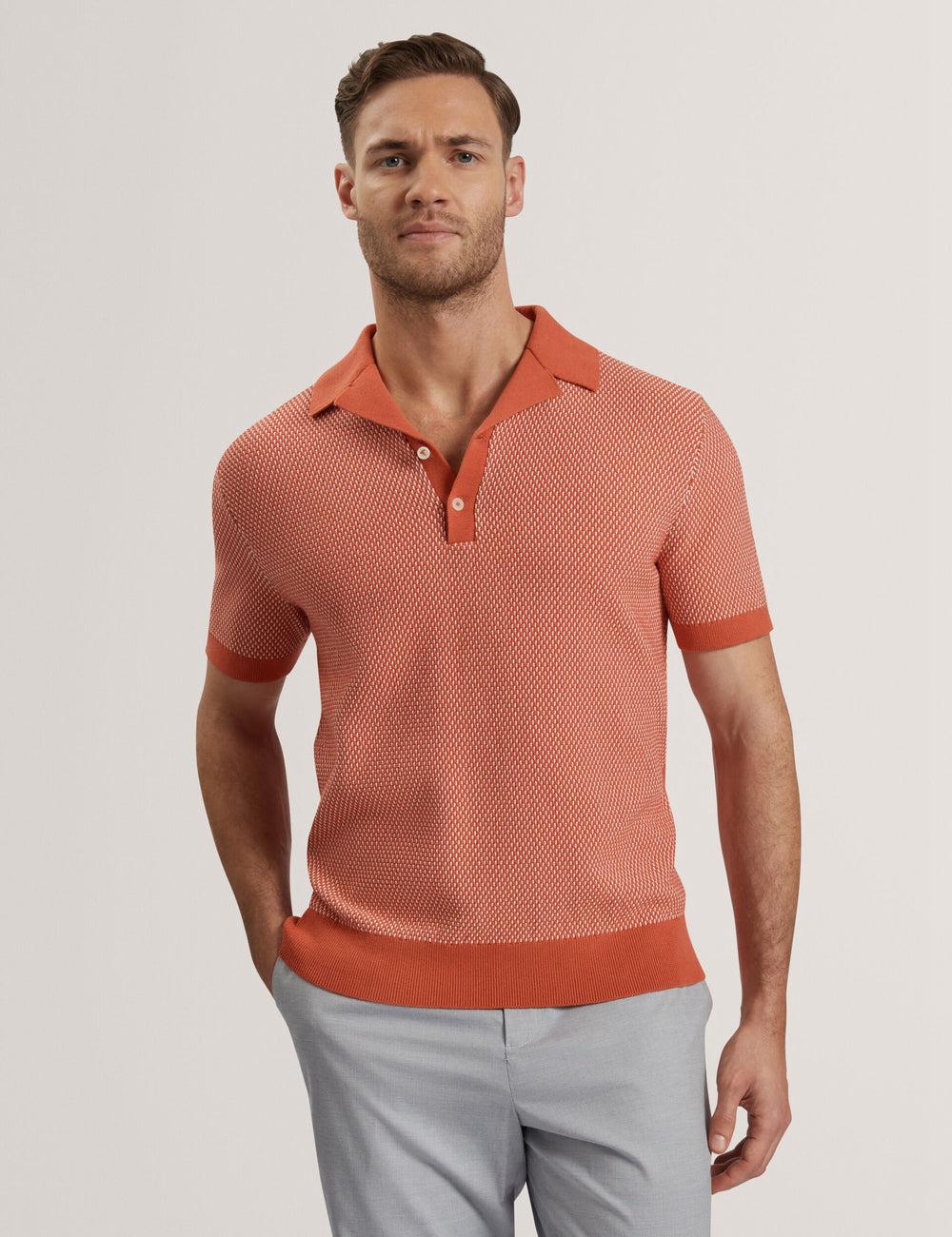 Polos Ted Baker GREGRY - Short Sleeve Small Stitch Knitted Homme Rouge | Paris  43207-LQNS