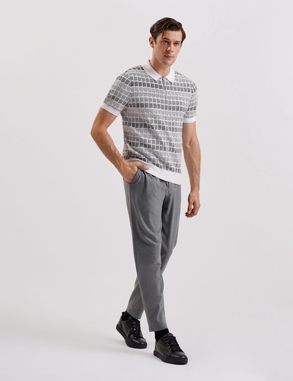 Polos Ted Baker LEVERS - Ombre Jacquard Zip Neck Homme Blanche | Paris  12058-GRQC