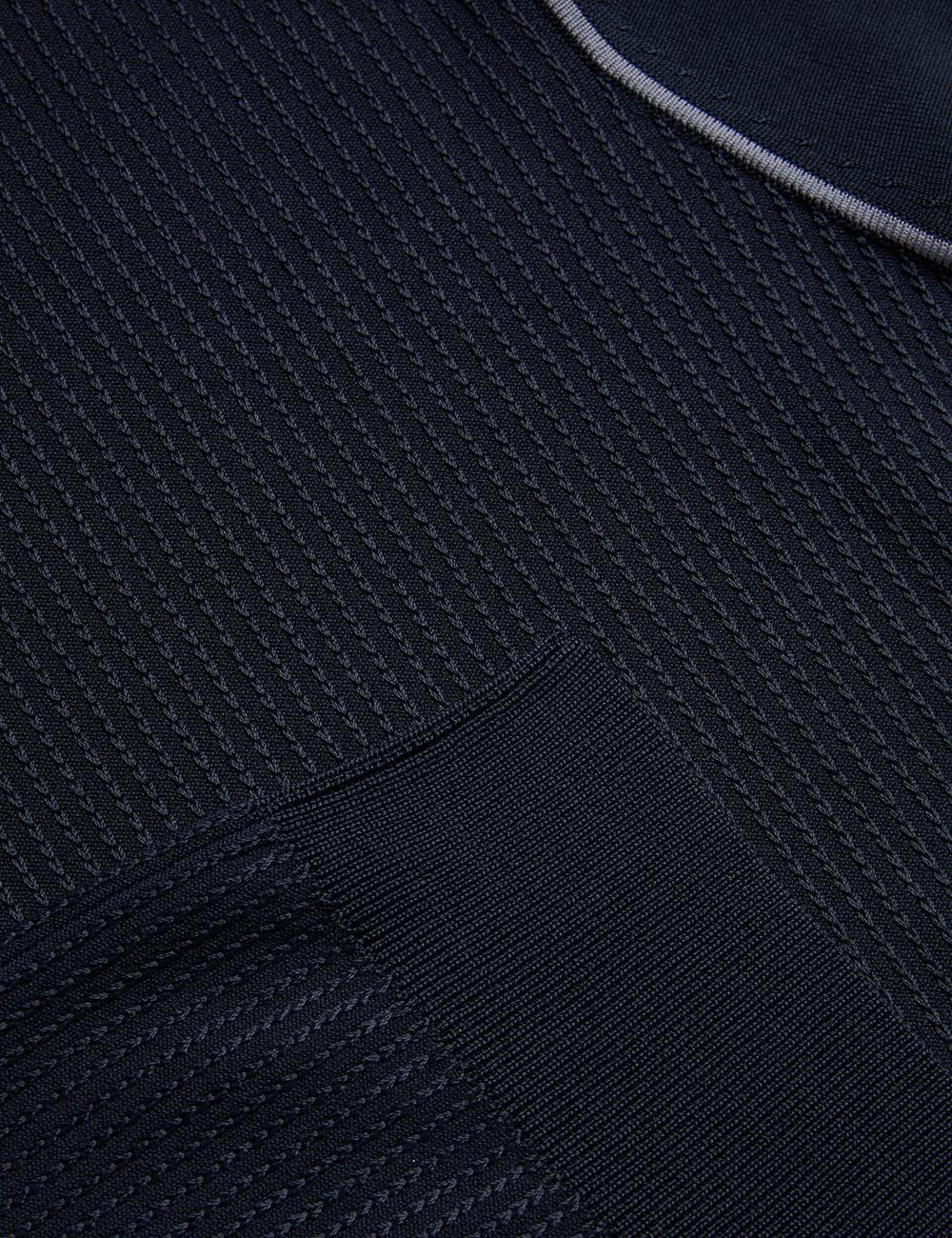 Polos Ted Baker PAXTO - Textured Zip With Striped Collar Homme Bleu Marine | Paris  73642-ZFUQ