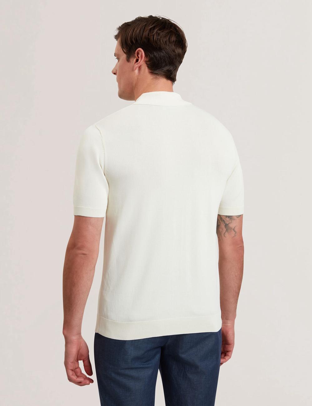 Polos Ted Baker RUITS - Short Sleeve Floral Placement Homme Ecru | Paris  48235-HYZC