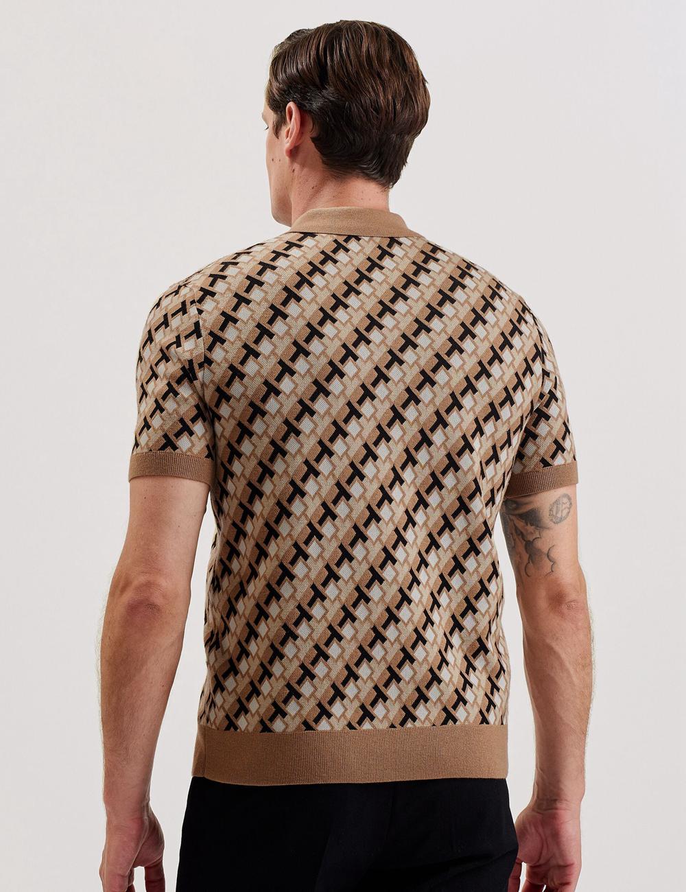 Polos Ted Baker SEFERRY - Interlocking T Jacquard Knitted Homme Marron | Paris  14850-RKYE