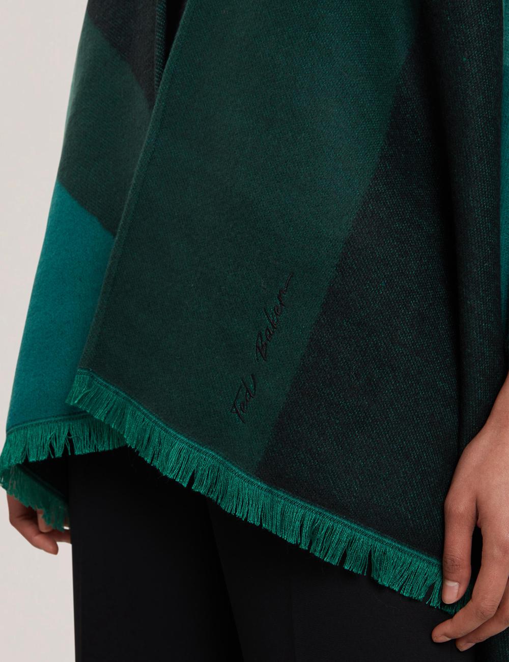 Poncho Ted Baker SUFFIA - Colour Block Buckled Woven Femme Vert | Paris  89541-CQHZ
