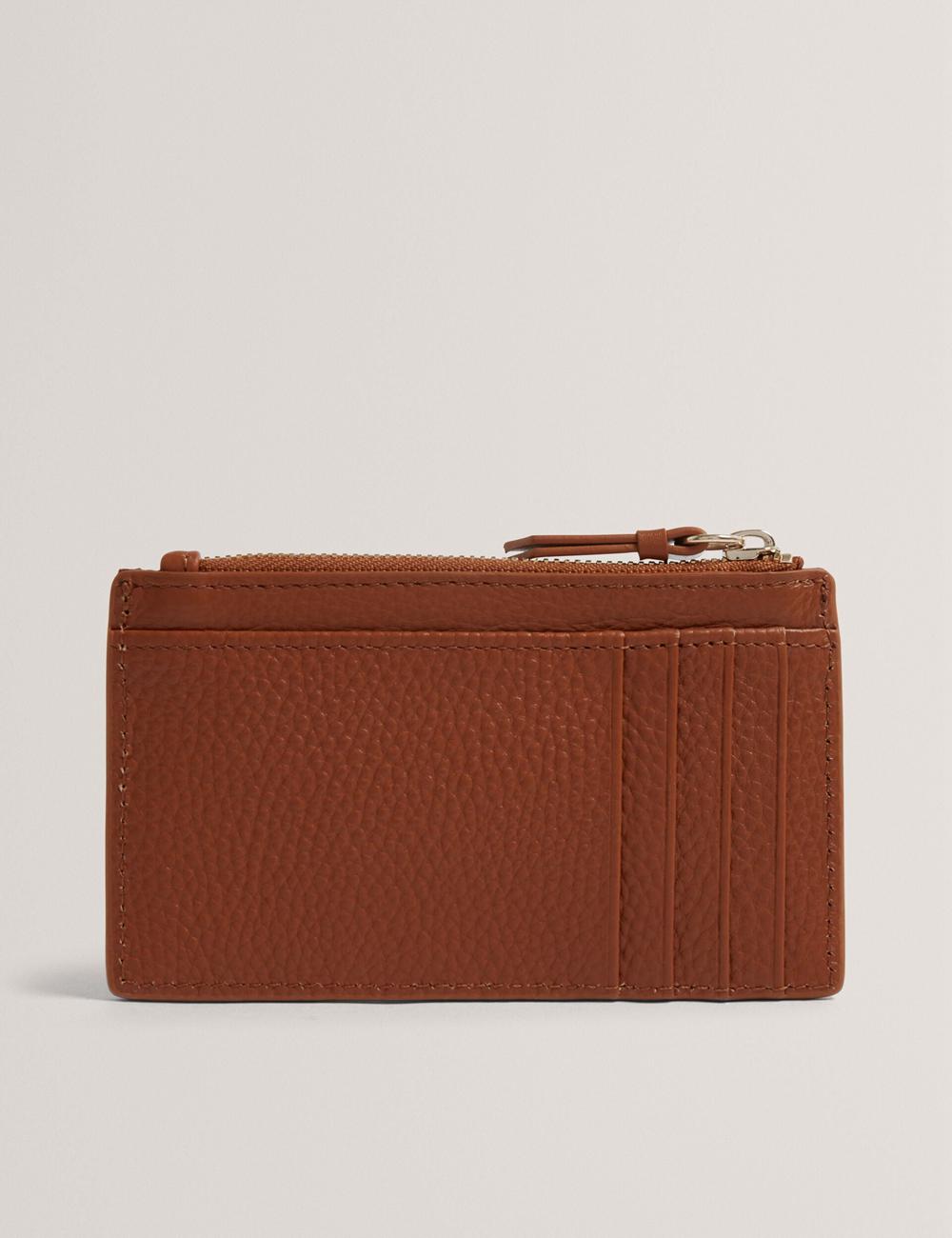 Porte-Cartes Ted Baker DELFIE - Textured Leather Zipped Card Holder Femme Marron | Paris  20195-REIZ