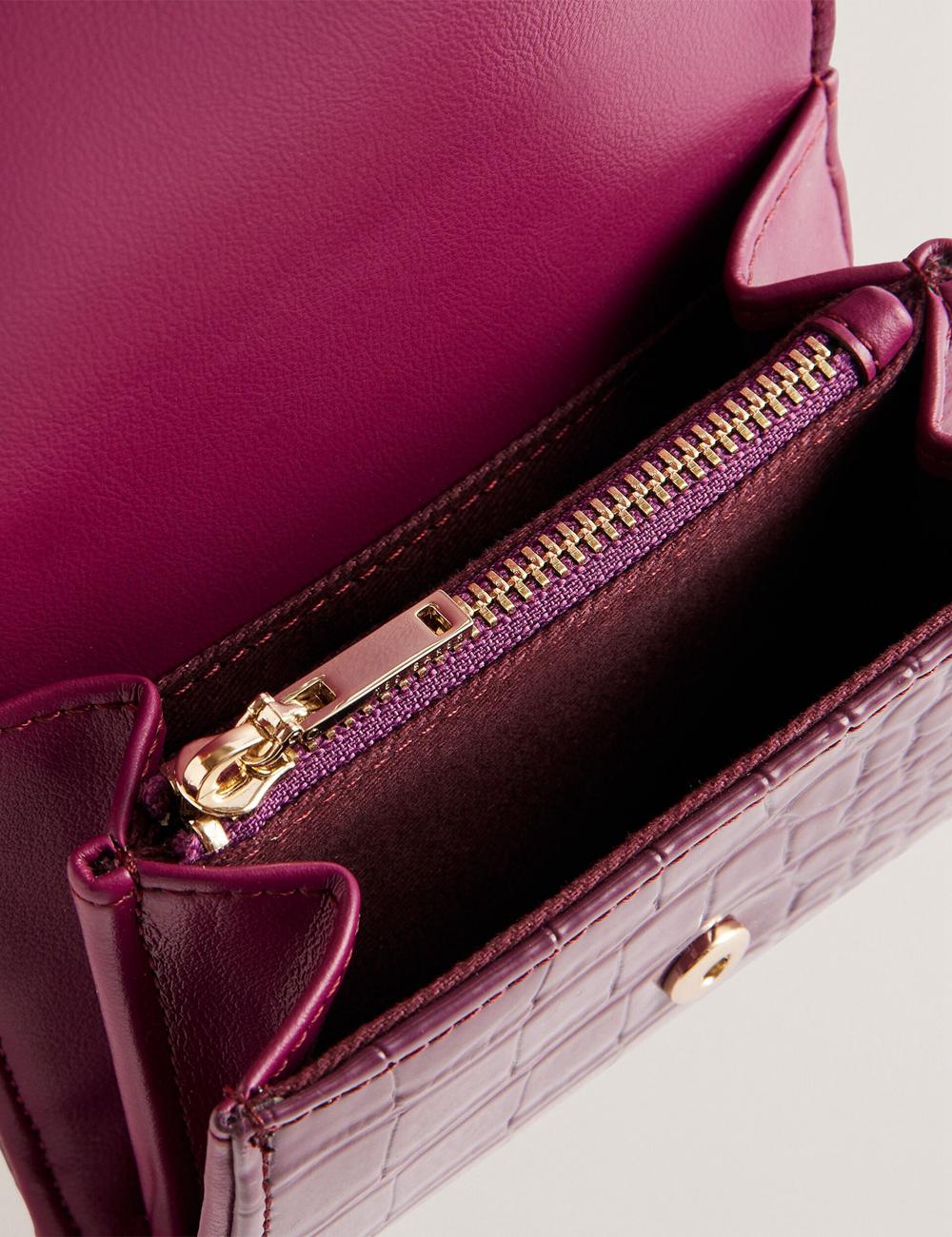 Portefeuilles Ted Baker CONILYA - Croc Texture Fold Over Coin Femme Bordeaux | Paris  84167-KDES