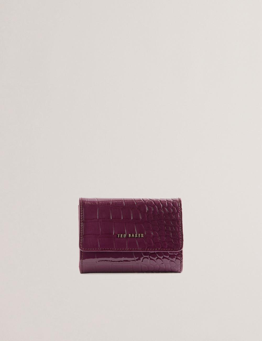 Portefeuilles Ted Baker CONILYA - Croc Texture Fold Over Coin Femme Bordeaux | Paris  84167-KDES
