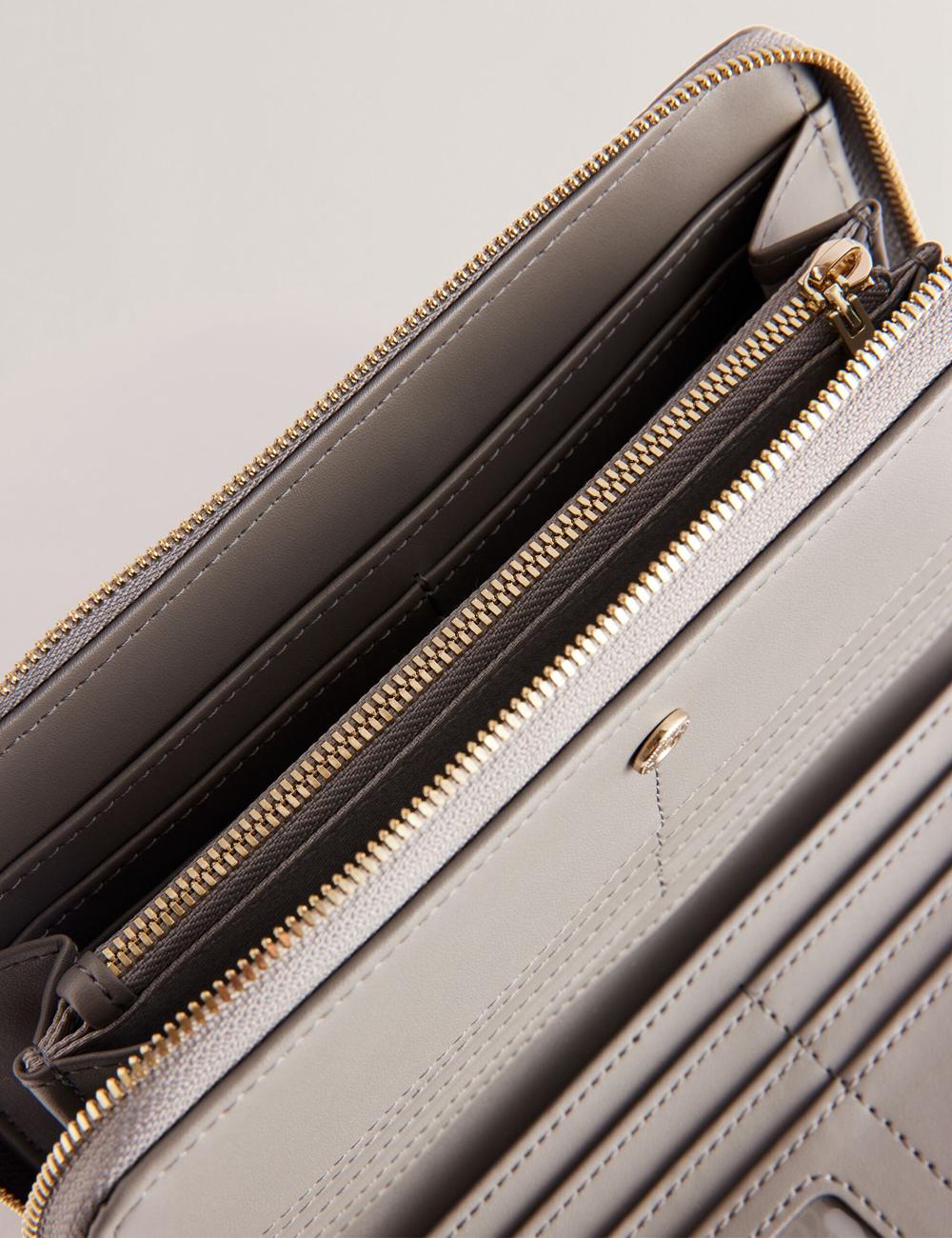 Portefeuilles Ted Baker DALIEA - Large Textured Leather Zip Around Femme Grise | Paris  34691-MWPS