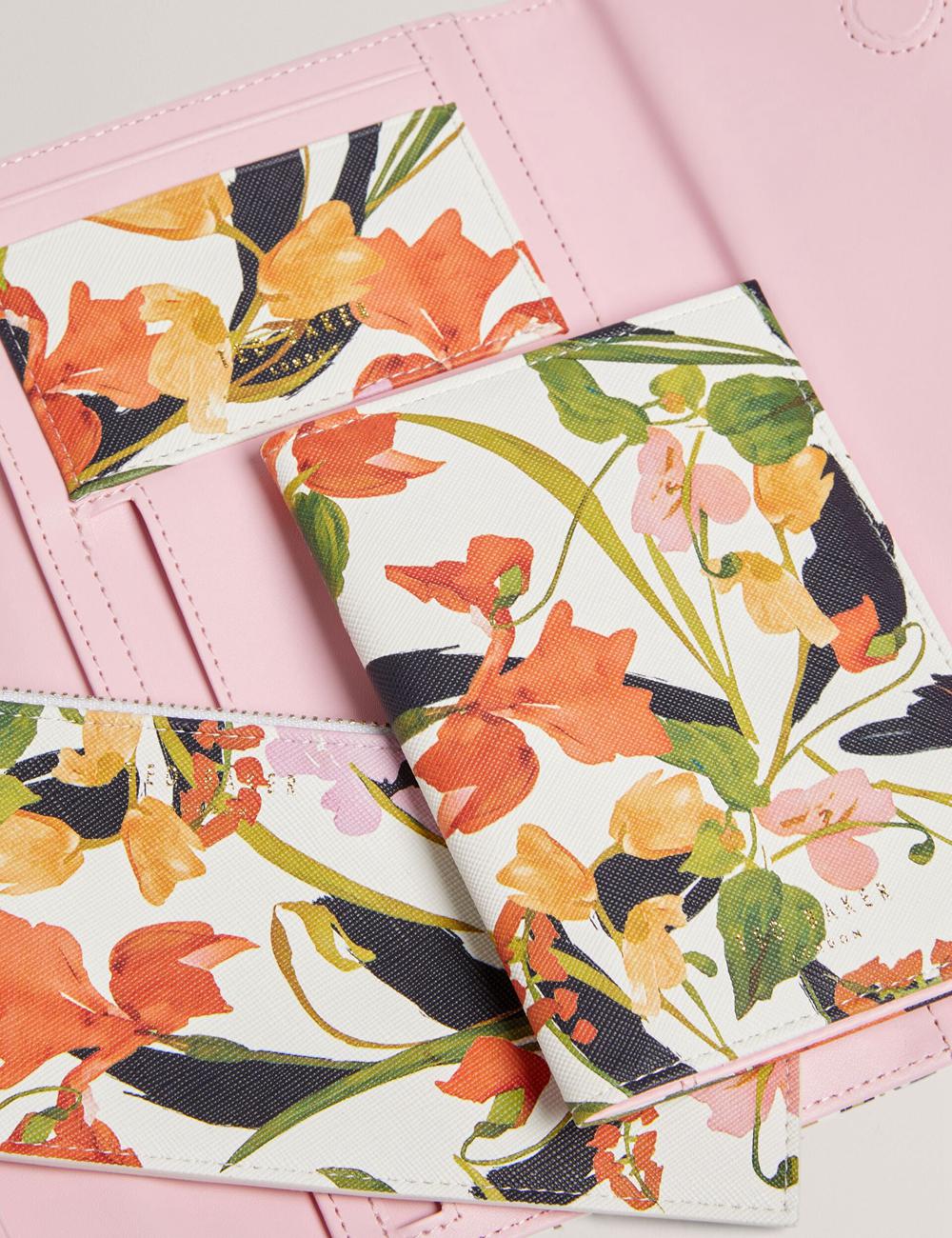 Portefeuilles Ted Baker JACIIIE - Floral Print Faux Leather Travel Femme Blanche | Paris  82671-HRUY