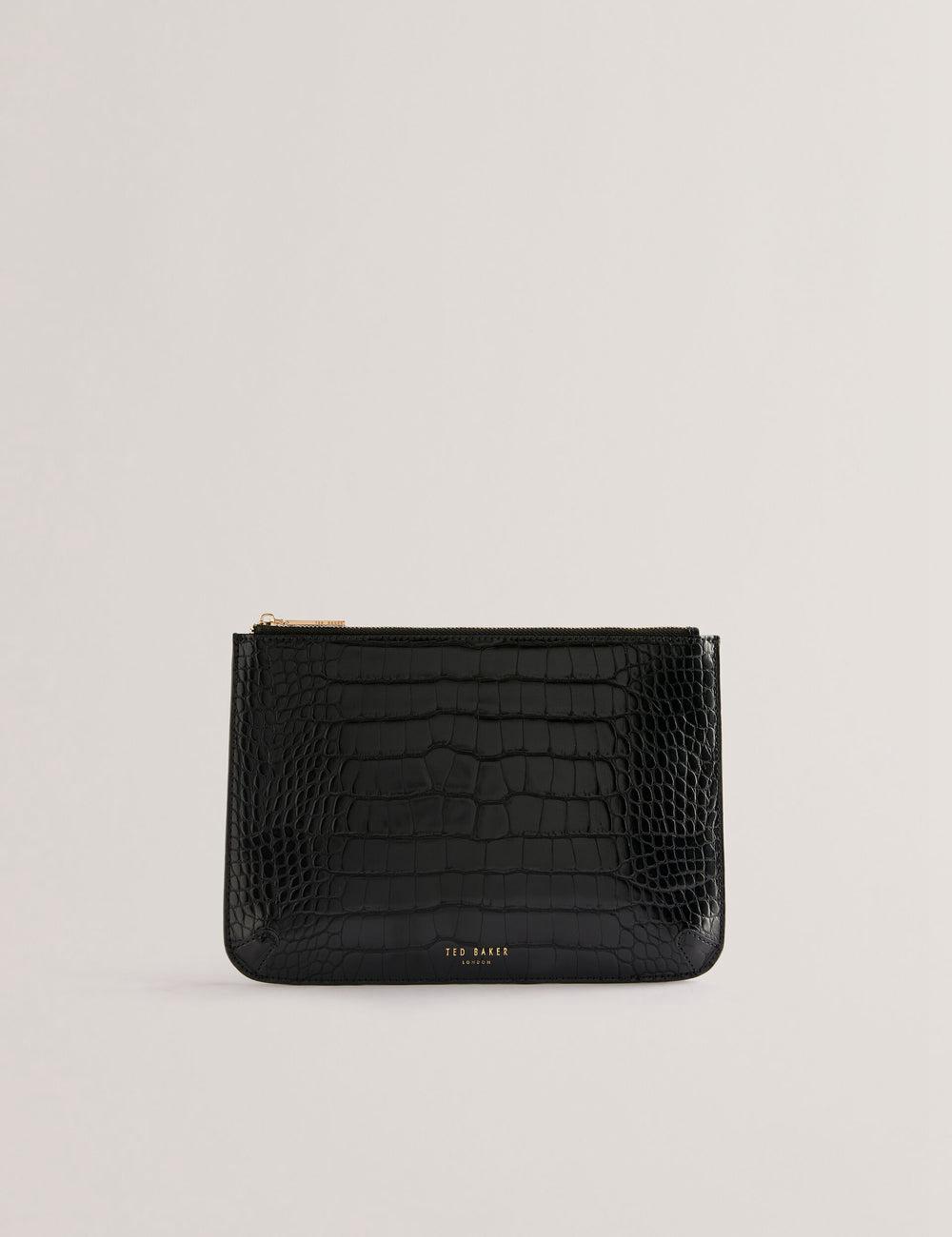 Portefeuilles Ted Baker KELLIII - Croc Texture Passport Cover And Travel Pouch Travel Femme Noir | Paris  57829-NWGP
