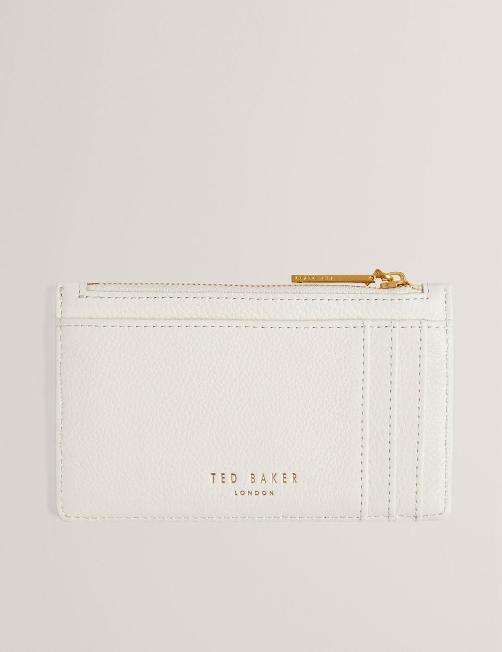 Portefeuilles Ted Baker MARLEAH - TB Logo Leather Zip Card Holder Femme Ecru | Paris  58973-IKZD