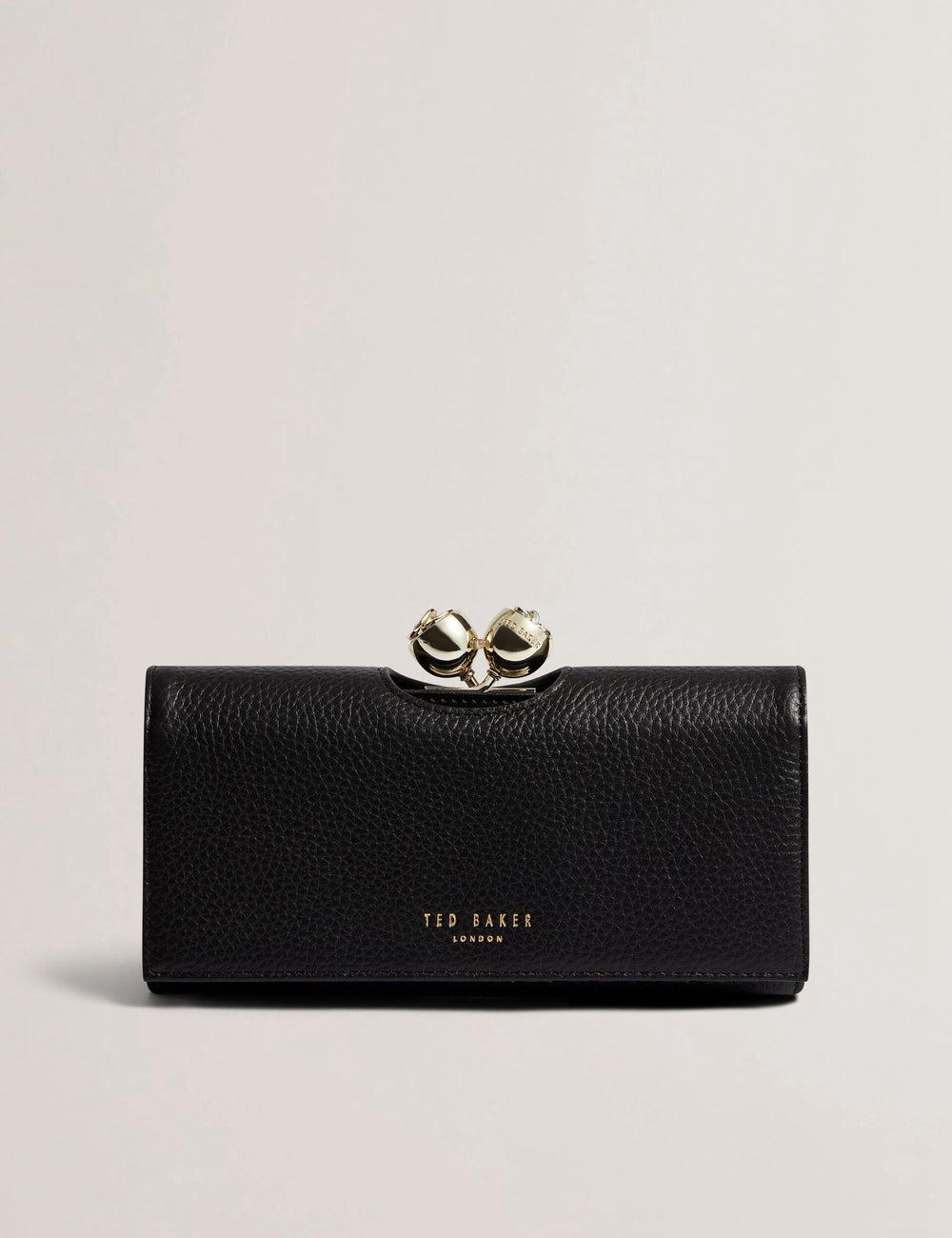 Portefeuilles Ted Baker ROOSALI - Rose Clasp Large Bifold Leather Femme Noir | Paris  92356-OCGQ