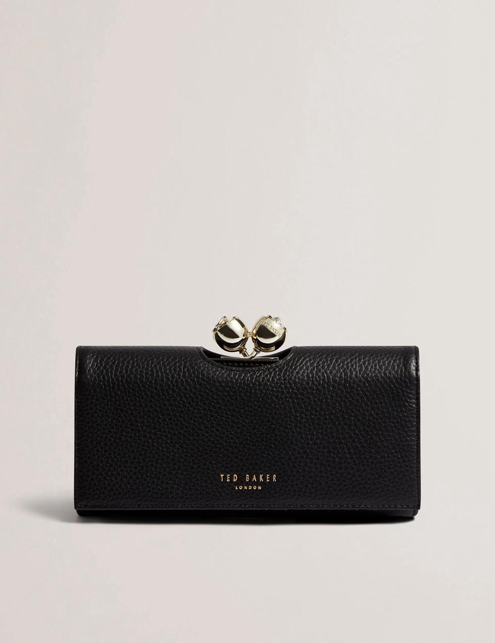 Portefeuilles Ted Baker ROOSALI - Rose Clasp Large Bifold Leather Femme Noir | Paris  92356-OCGQ