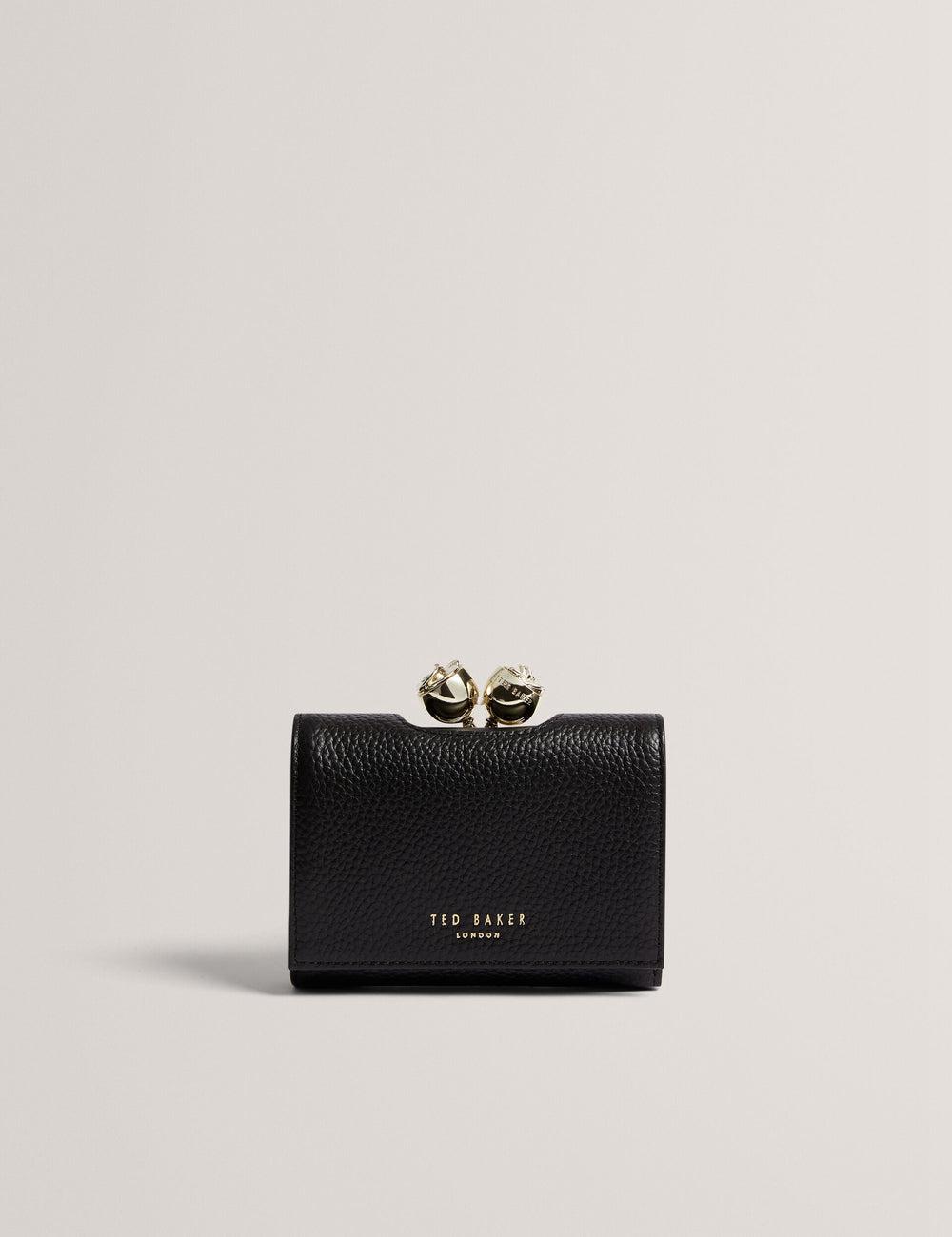 Portefeuilles Ted Baker ROOSA - Rose Clasp Small Trifold Leather Femme Noir | Paris  78459-PAMQ