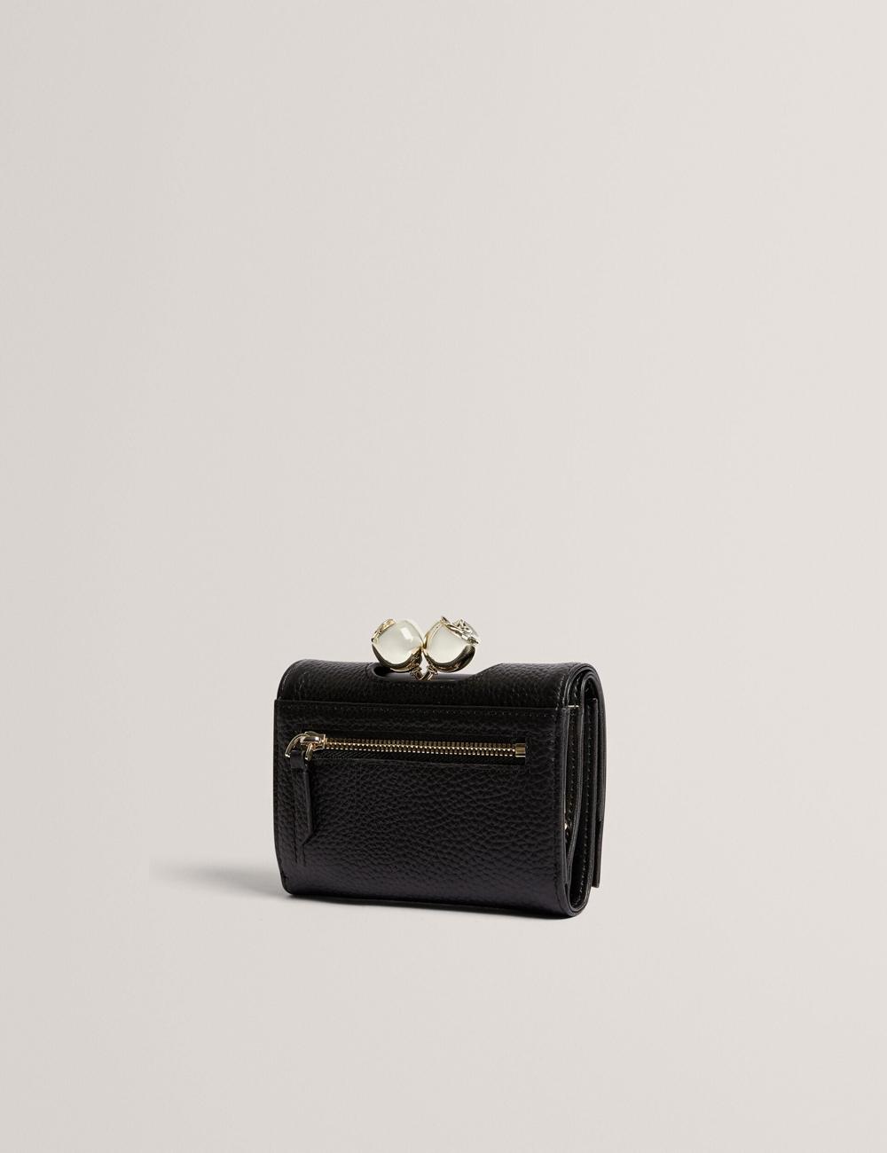 Portefeuilles Ted Baker ROOSA - Rose Clasp Small Trifold Leather Femme Noir | Paris  78459-PAMQ