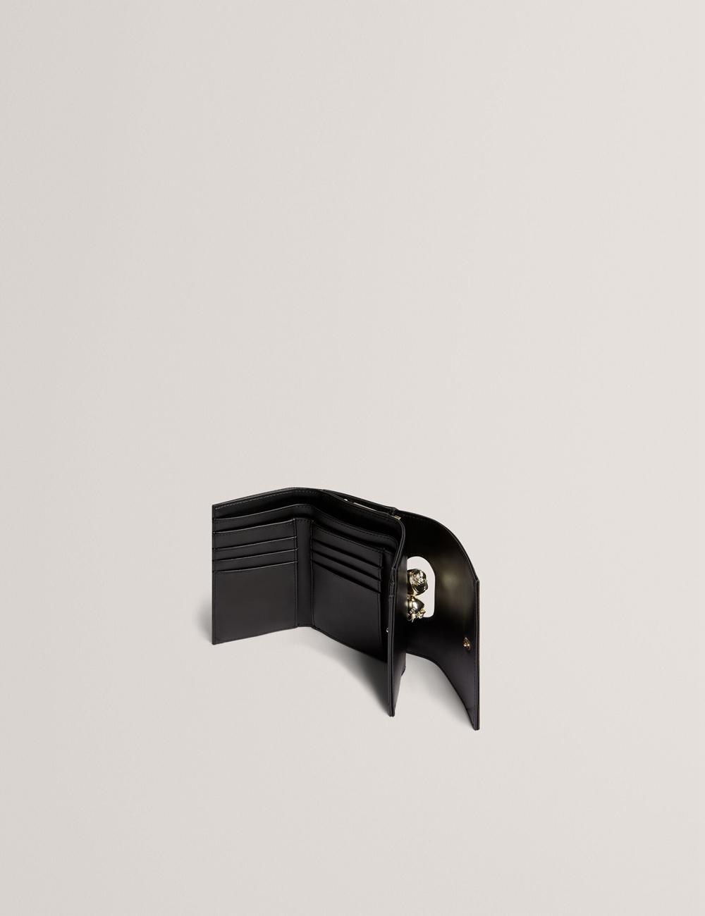 Portefeuilles Ted Baker ROOSA - Rose Clasp Small Trifold Leather Femme Noir | Paris  78459-PAMQ