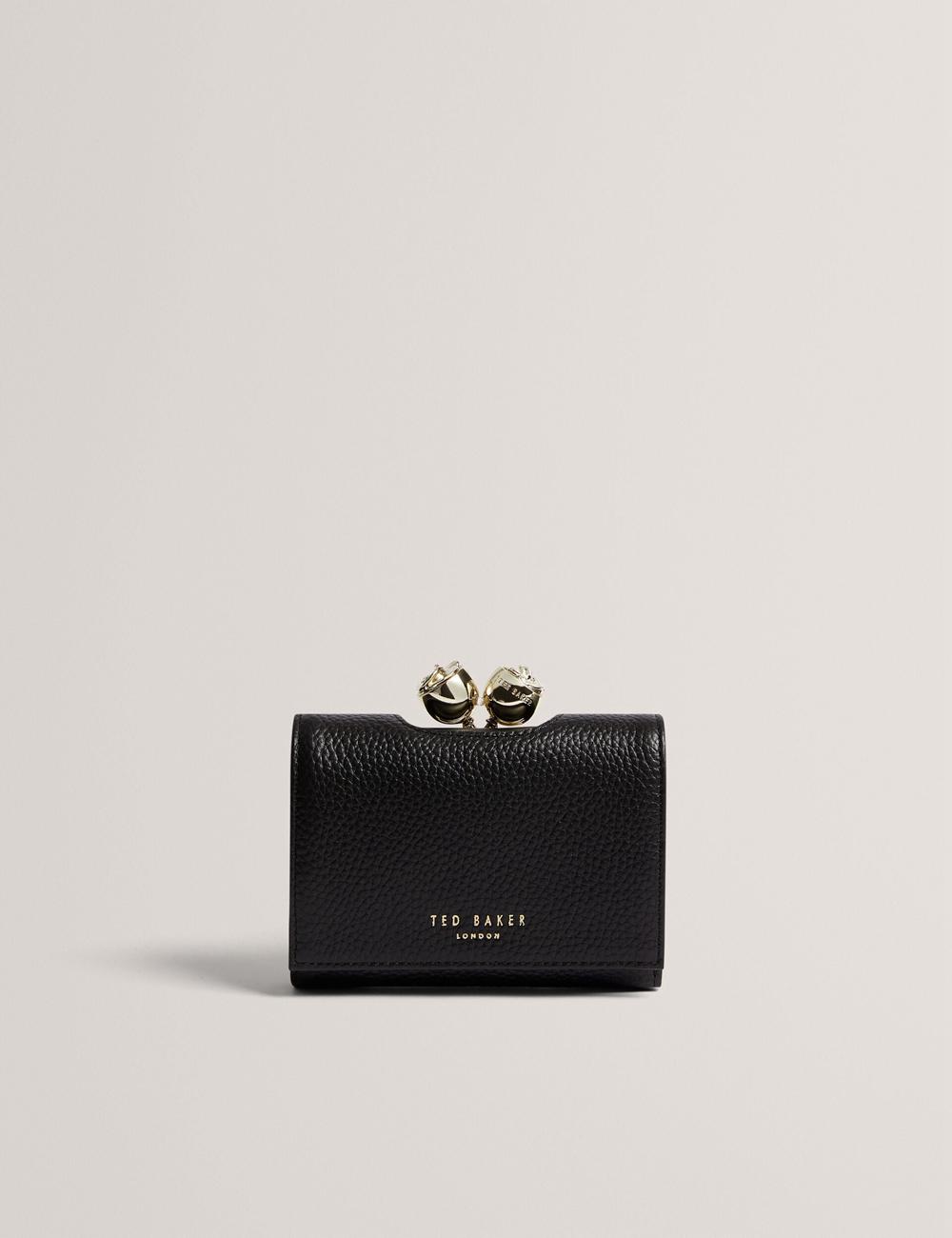 Portefeuilles Ted Baker ROOSA - Rose Clasp Small Trifold Leather Femme Noir | Paris  78459-PAMQ