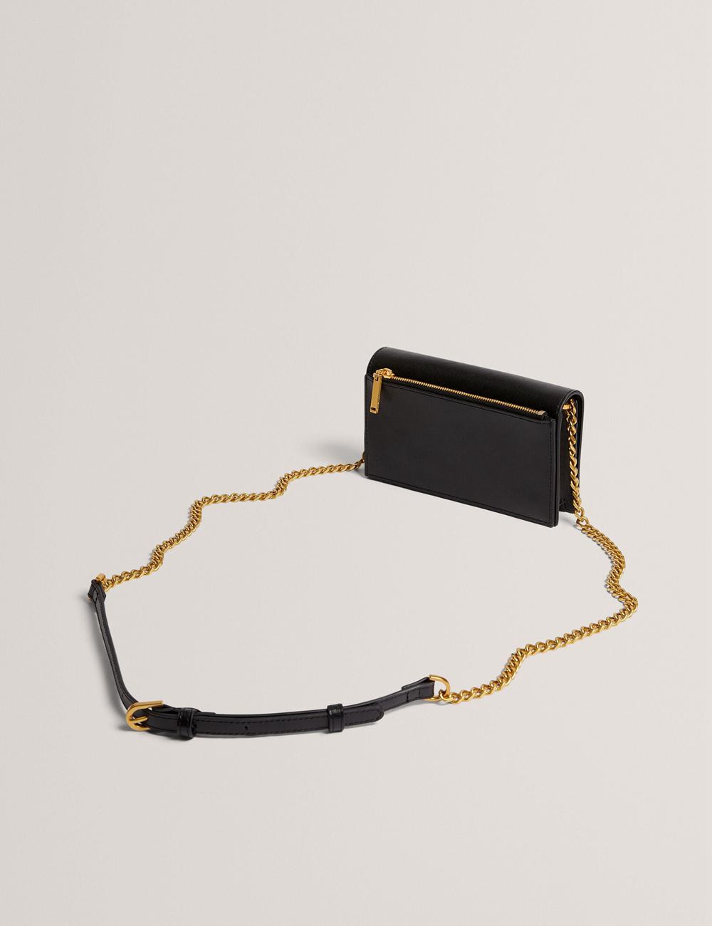 Portefeuilles Ted Baker TABINA - Leather With Chain Crossbody Strap Femme Noir | Paris  40589-CQUF