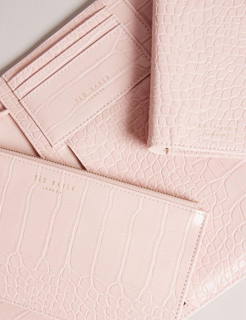 Portefeuilles Ted Baker TRAVELZ - Croc Faux Leather Travel Organiser Femme Rose | Paris  81296-VJRQ