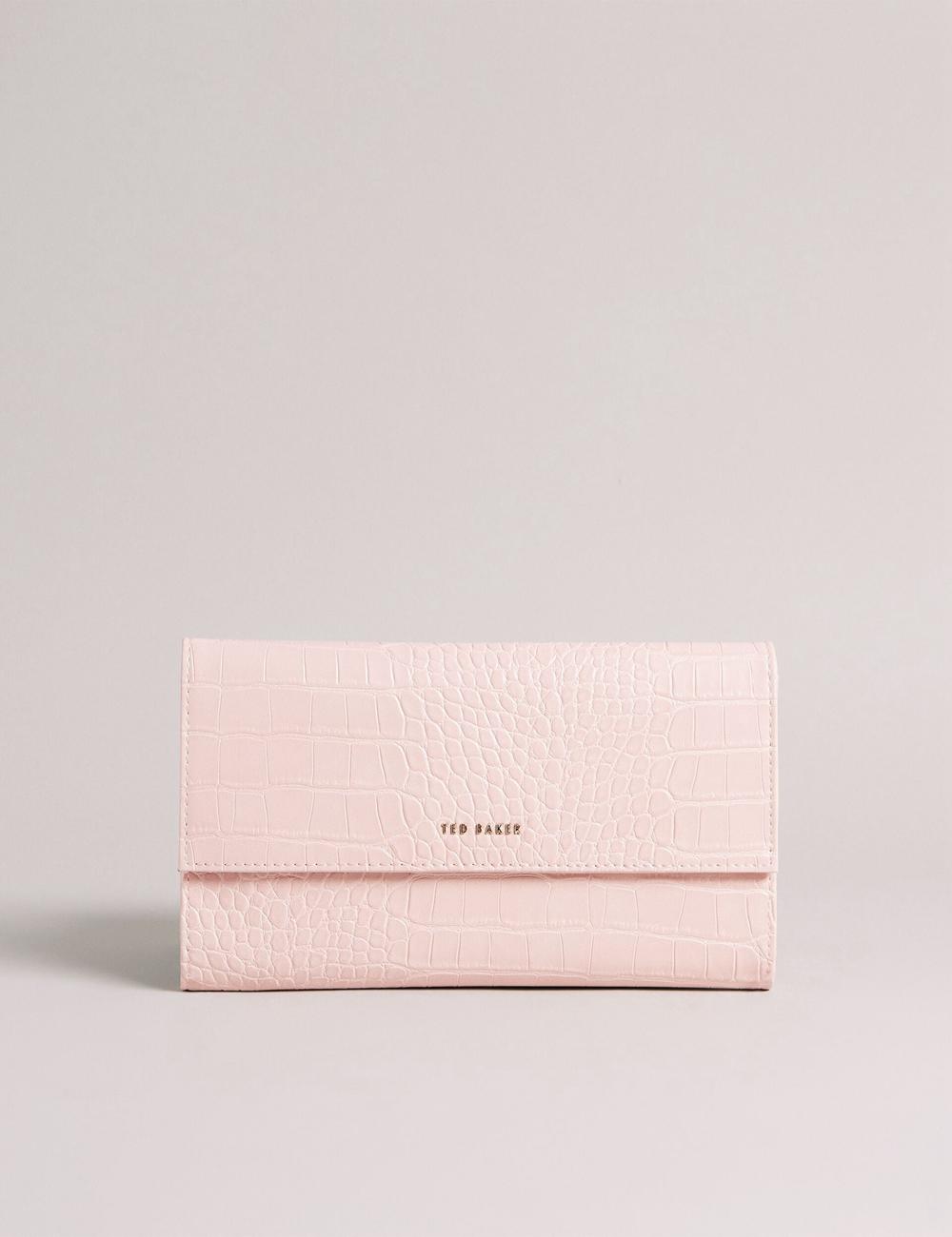 Portefeuilles Ted Baker TRAVELZ - Croc Faux Leather Travel Organiser Femme Rose | Paris  81296-VJRQ