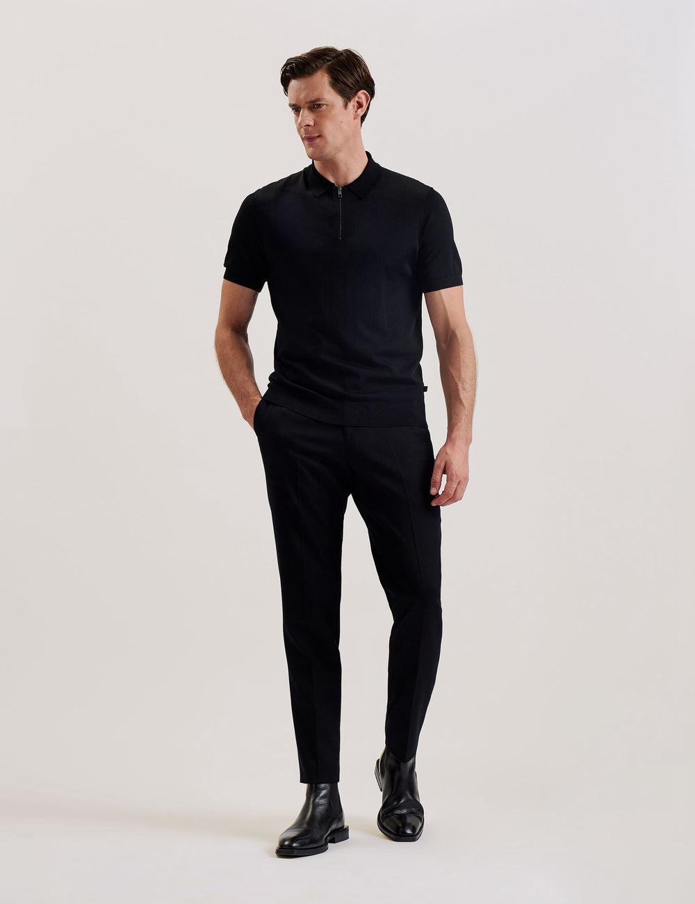 Pulls Ted Baker DALDIN - Zip Collar Stretch Knit Homme Noir | Paris  95642-LBIE