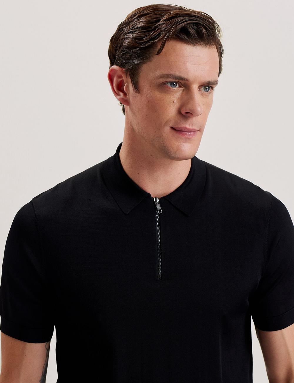 Pulls Ted Baker DALDIN - Zip Collar Stretch Knit Homme Noir | Paris  95642-LBIE