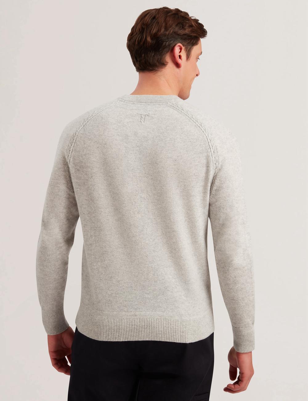 Pulls Ted Baker GLANT - Cashmere Cable Detail Crew Neck Homme Grise | Paris  64793-XNFC