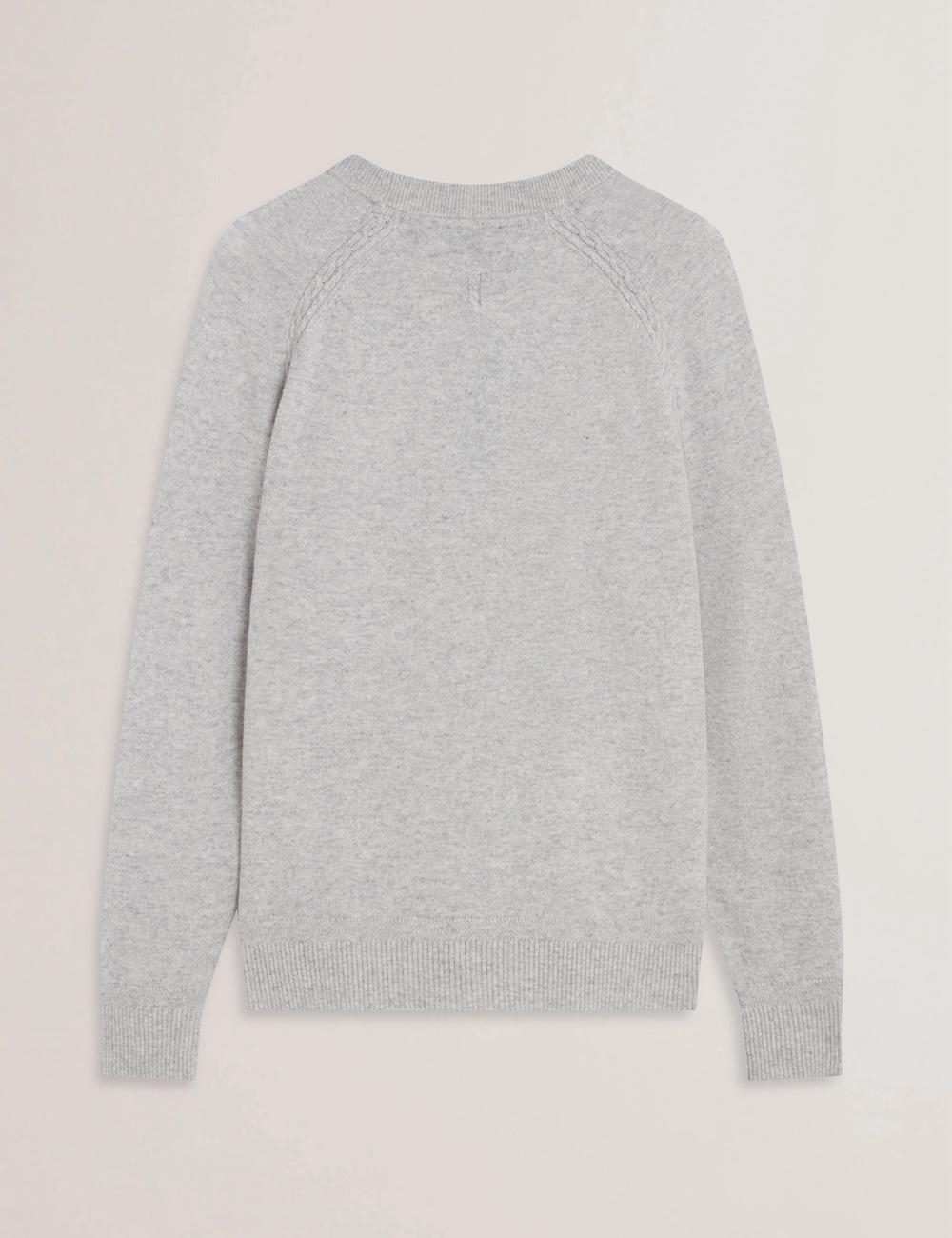 Pulls Ted Baker GLANT - Cashmere Cable Detail Crew Neck Homme Grise | Paris  64793-XNFC