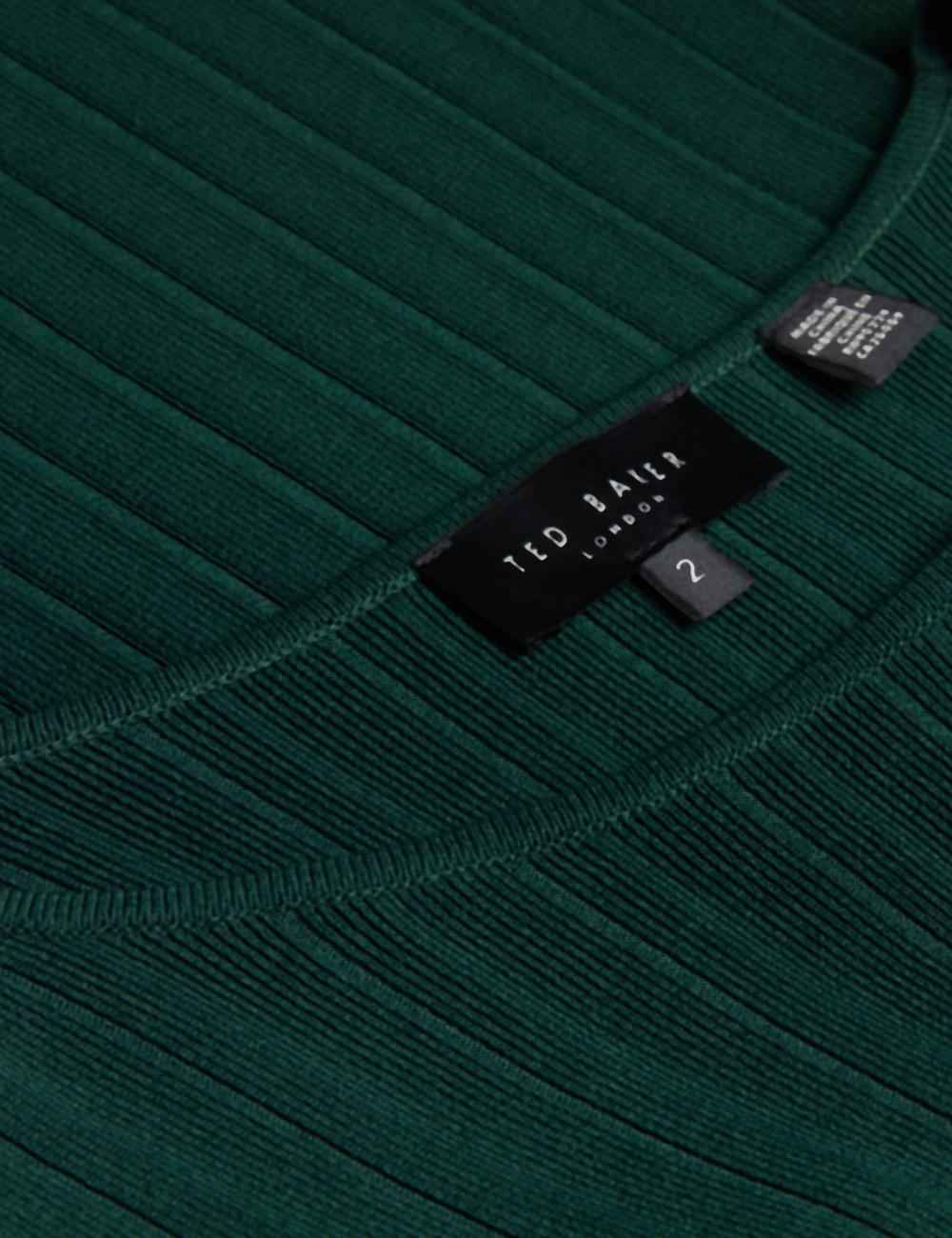 Pulls Ted Baker IIVANNA - Ribbed Knit Top With Fluted Short Sleeves Femme Vert | Paris  03248-BYUM