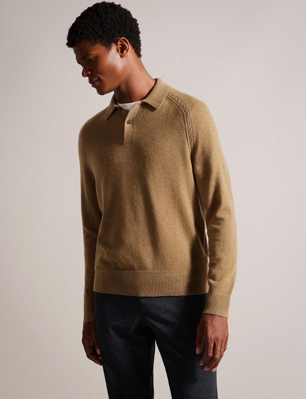 Pulls Ted Baker KAROLT - Cashmere Knit Long Sleeve Top Homme Marron | Paris  76904-ZKJU