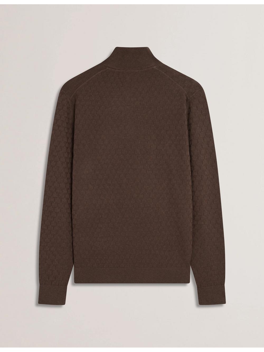 Pulls Ted Baker KURNLE - T Knit Half Zip Funnel Neck Homme Marron | Paris  52189-HWUJ