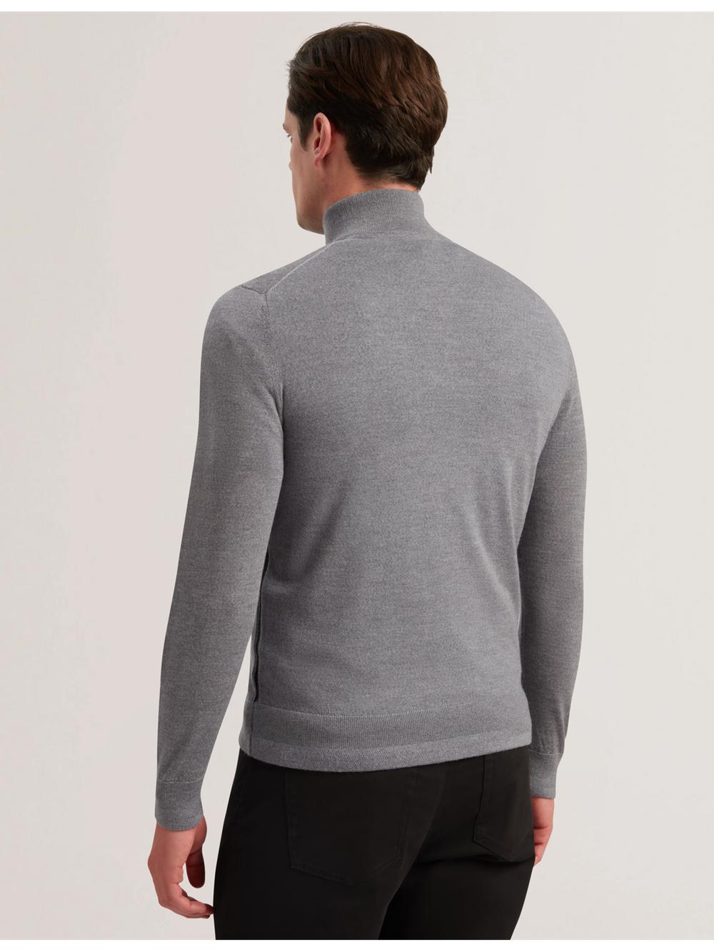 Pulls Ted Baker LIMEHAS - Wool Quarter Zip Funnel Neck Homme Charcoal | Paris  84571-CYML