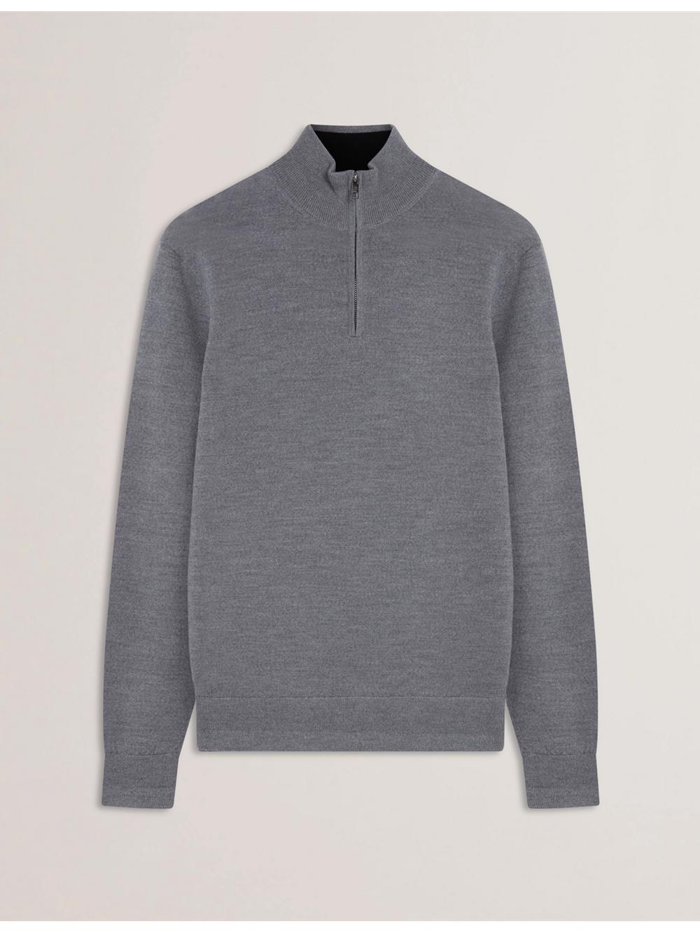 Pulls Ted Baker LIMEHAS - Wool Quarter Zip Funnel Neck Homme Charcoal | Paris  84571-CYML