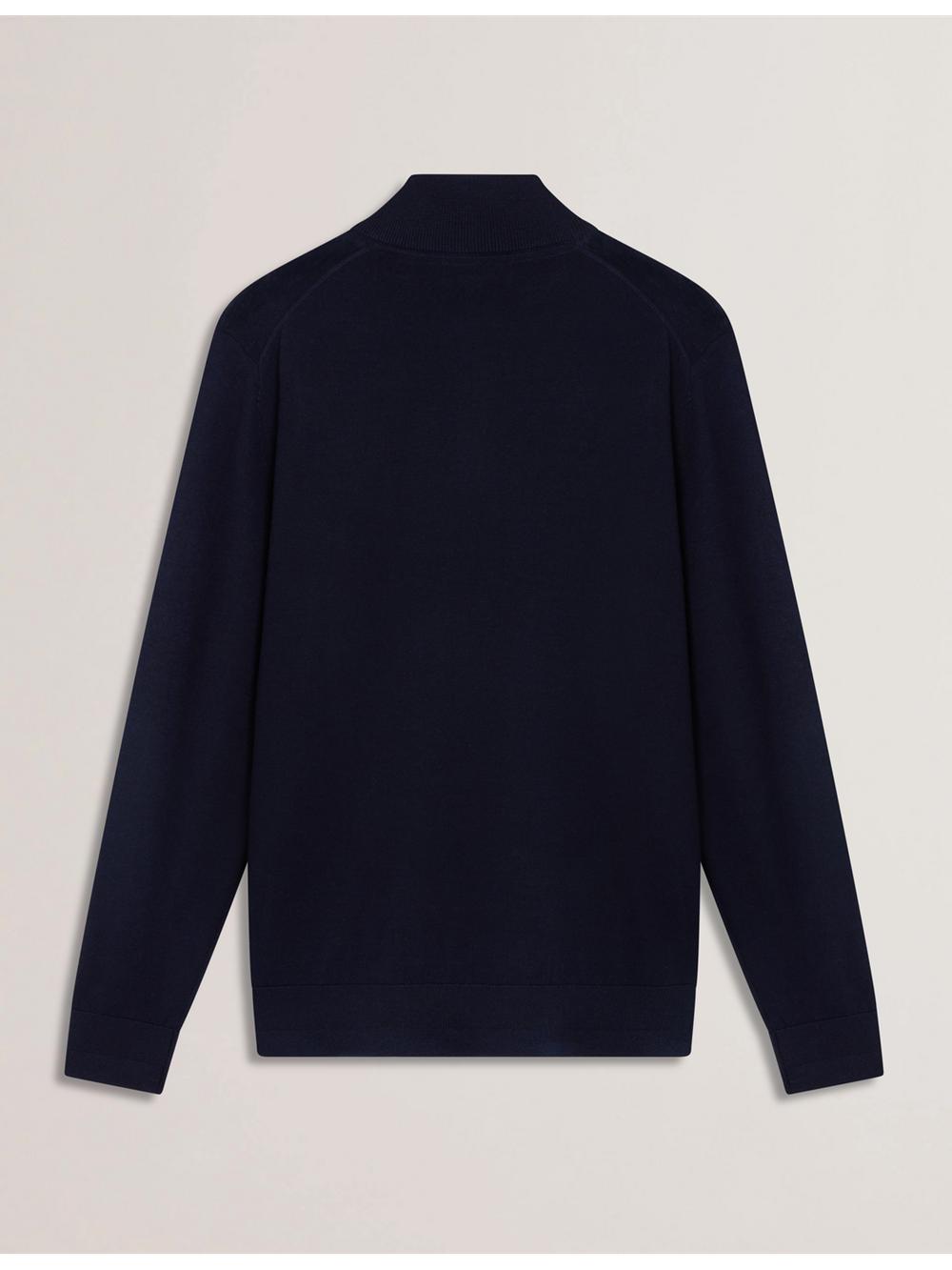 Pulls Ted Baker LIMEHAS - Wool Quarter Zip Funnel Neck Sweater Homme Bleu Marine | Paris  83975-ZSTW