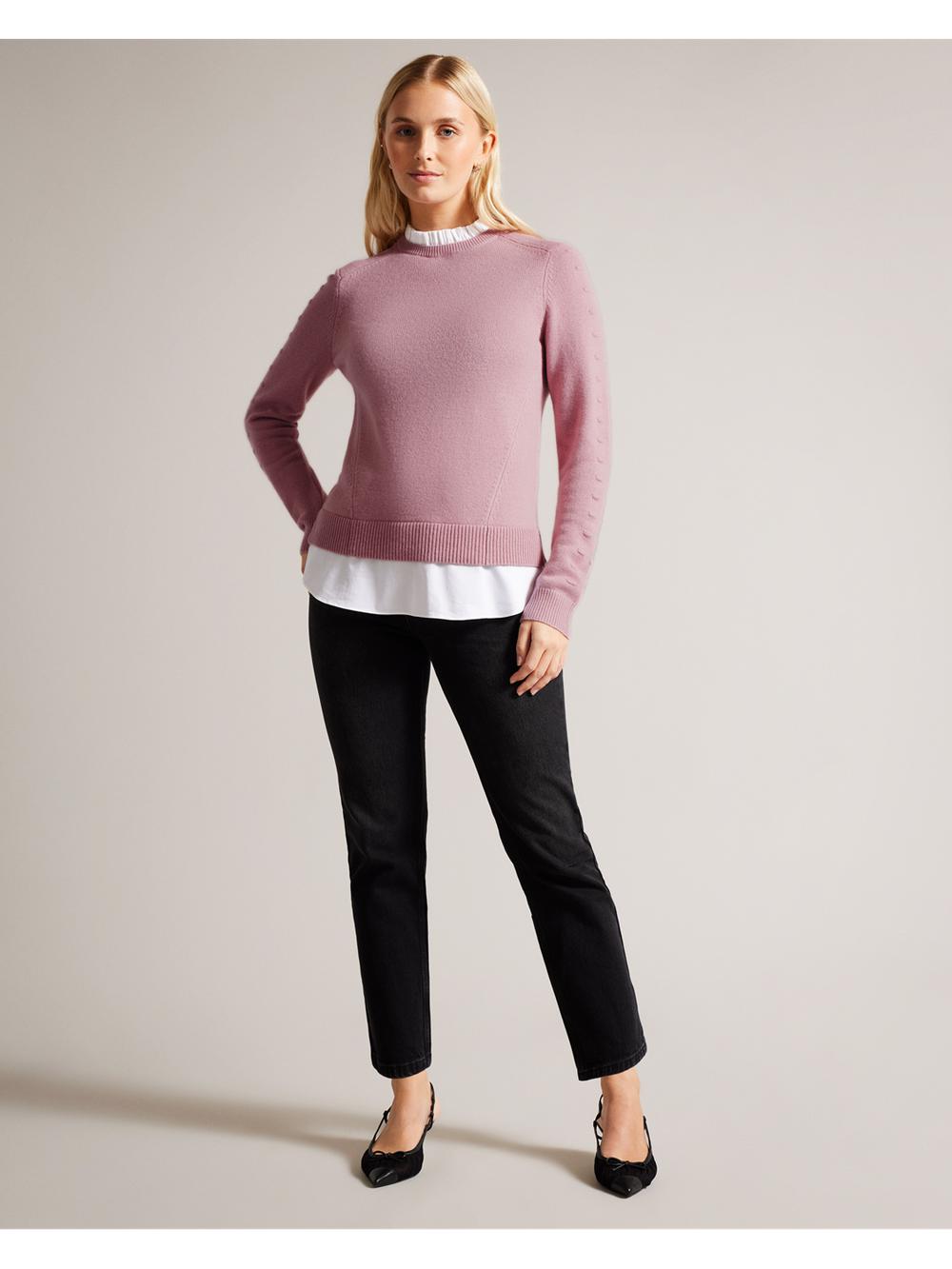 Pulls Ted Baker LISSIAH - Bobble Detail Shirt Hem Knitted Femme Rose | Paris  39024-IOSN