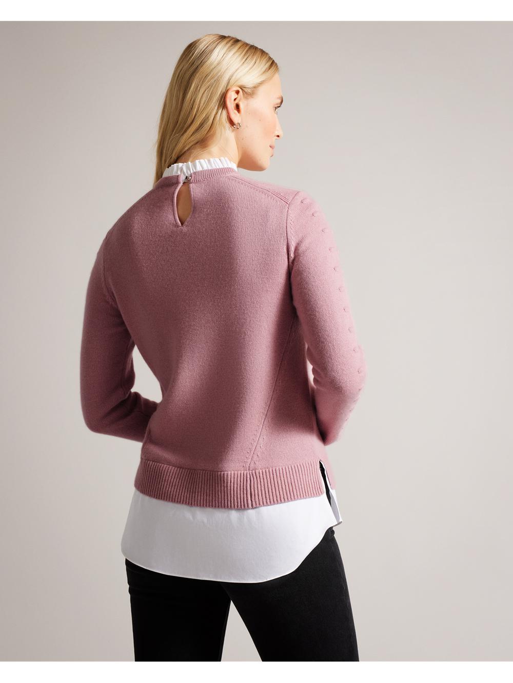 Pulls Ted Baker LISSIAH - Bobble Detail Shirt Hem Knitted Femme Rose | Paris  39024-IOSN