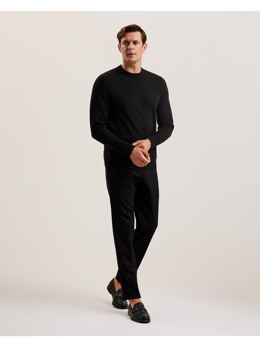 Pulls Ted Baker LOUNG - Textured T Knit Crew Neck Homme Noir | Paris  60524-VGAD