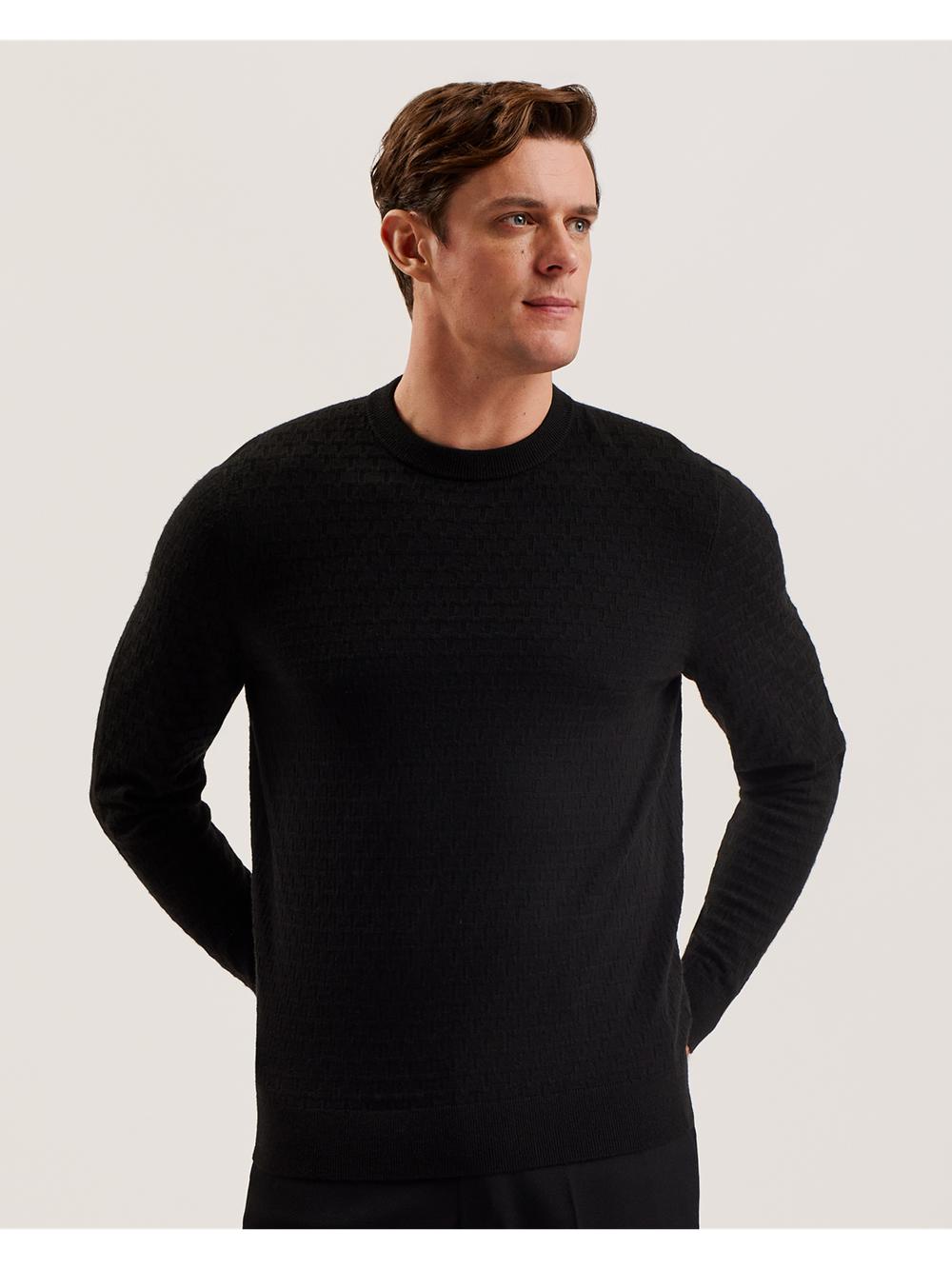 Pulls Ted Baker LOUNG - Textured T Knit Crew Neck Homme Noir | Paris  60524-VGAD