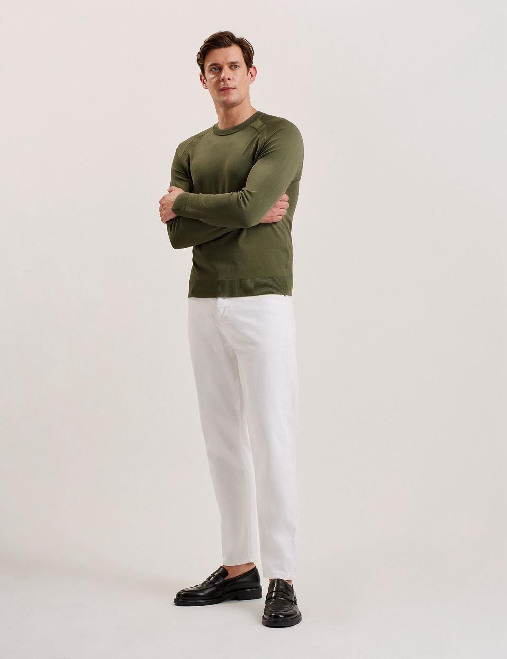 Pulls Ted Baker MAYWO - Saddle Shoulder Crew Neck Homme Kaki | Paris  29187-KDZQ