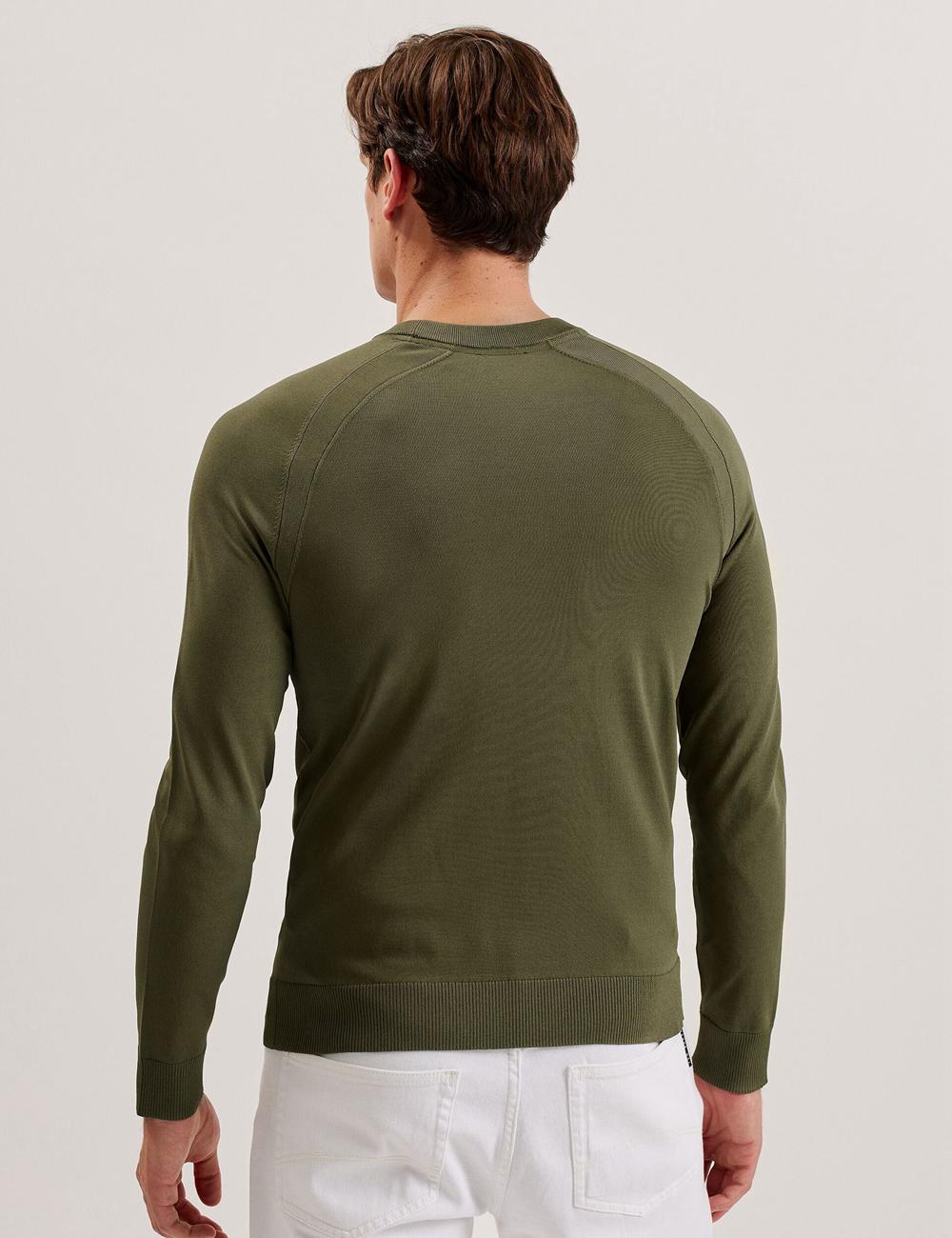 Pulls Ted Baker MAYWO - Saddle Shoulder Crew Neck Homme Kaki | Paris  29187-KDZQ
