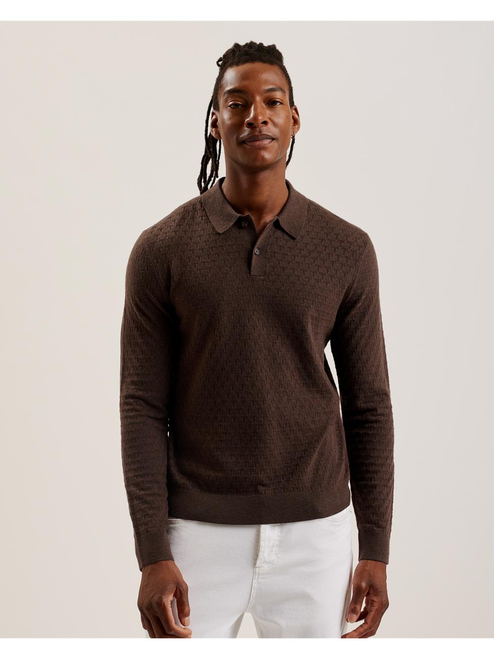Pulls Ted Baker MORAR - Long Sleeve T Stitch Knitted Homme Marron | Paris  07125-AWOR