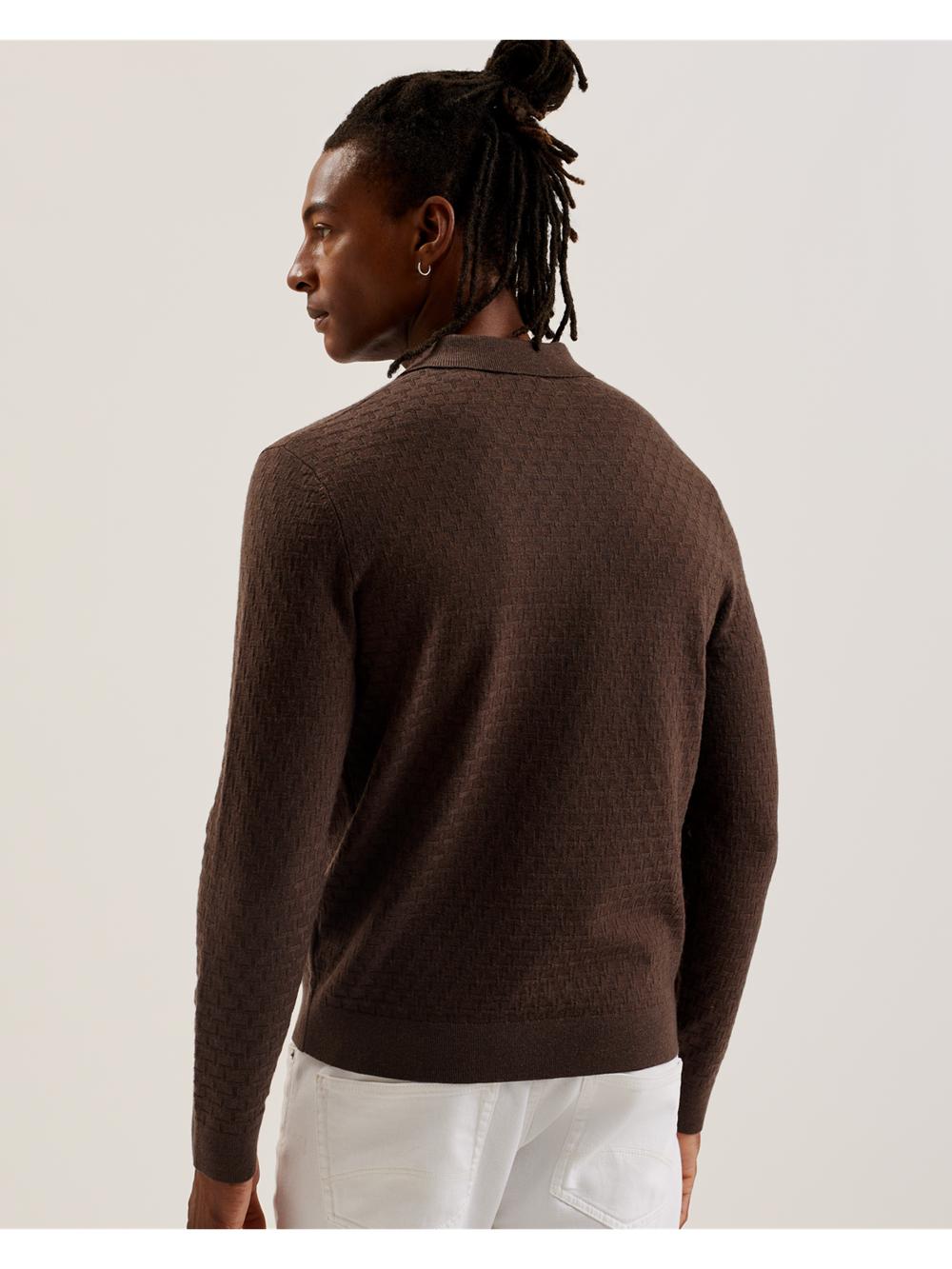 Pulls Ted Baker MORAR - Long Sleeve T Stitch Knitted Homme Marron | Paris  07125-AWOR