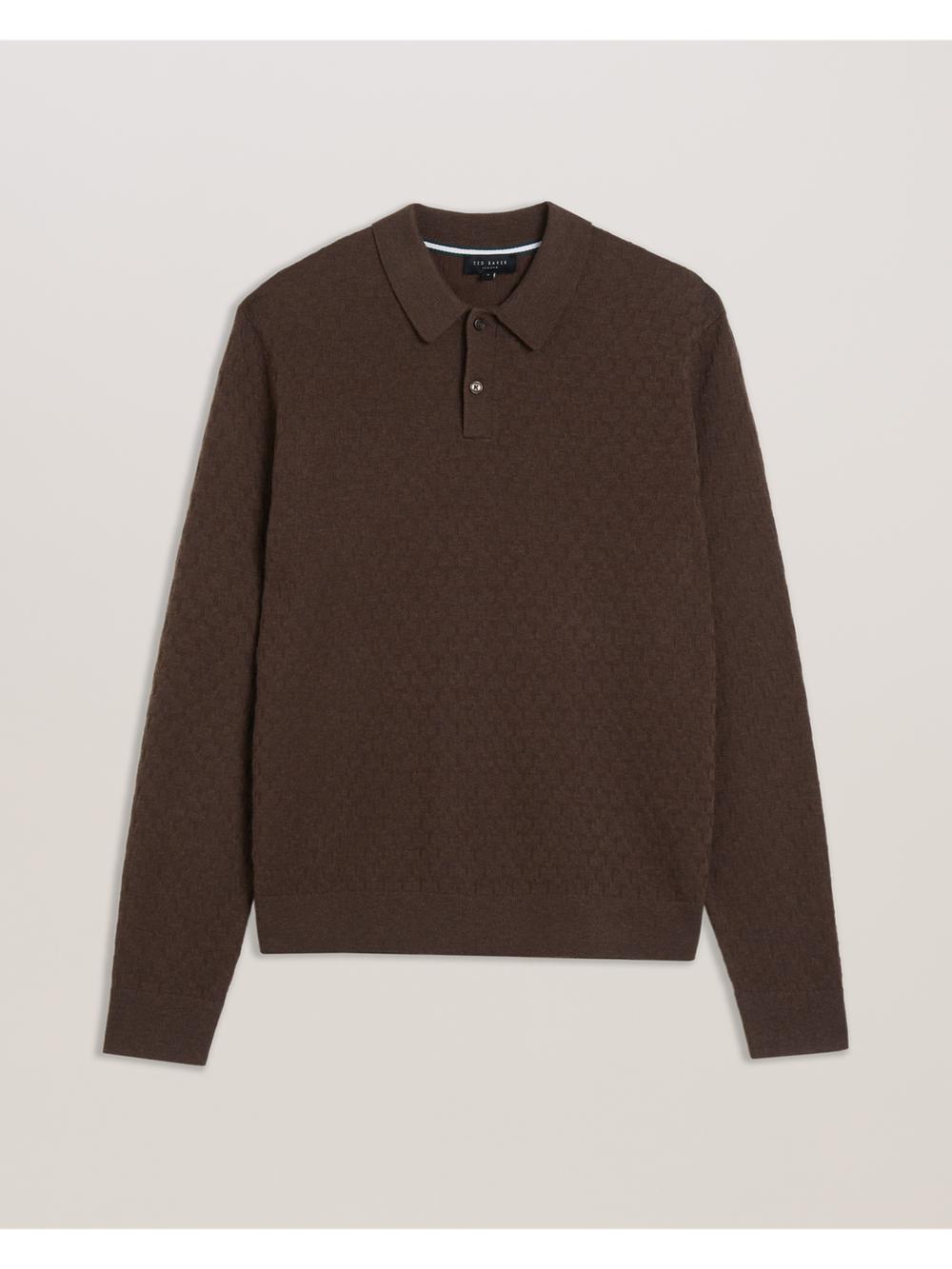 Pulls Ted Baker MORAR - Long Sleeve T Stitch Knitted Homme Marron | Paris  07125-AWOR